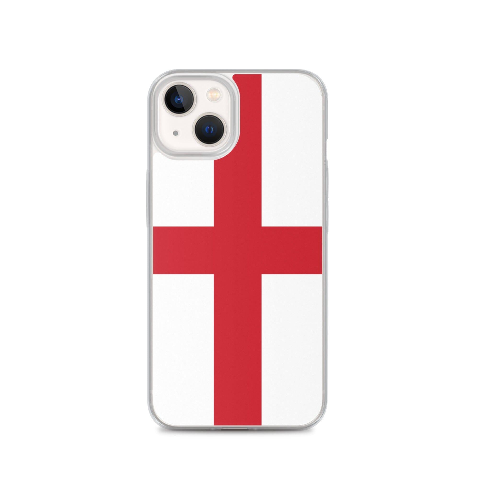 Coque de téléphone transparente avec le drapeau de l'Angleterre, adaptée aux modèles d'iPhone de 6 à 14 Pro Max.