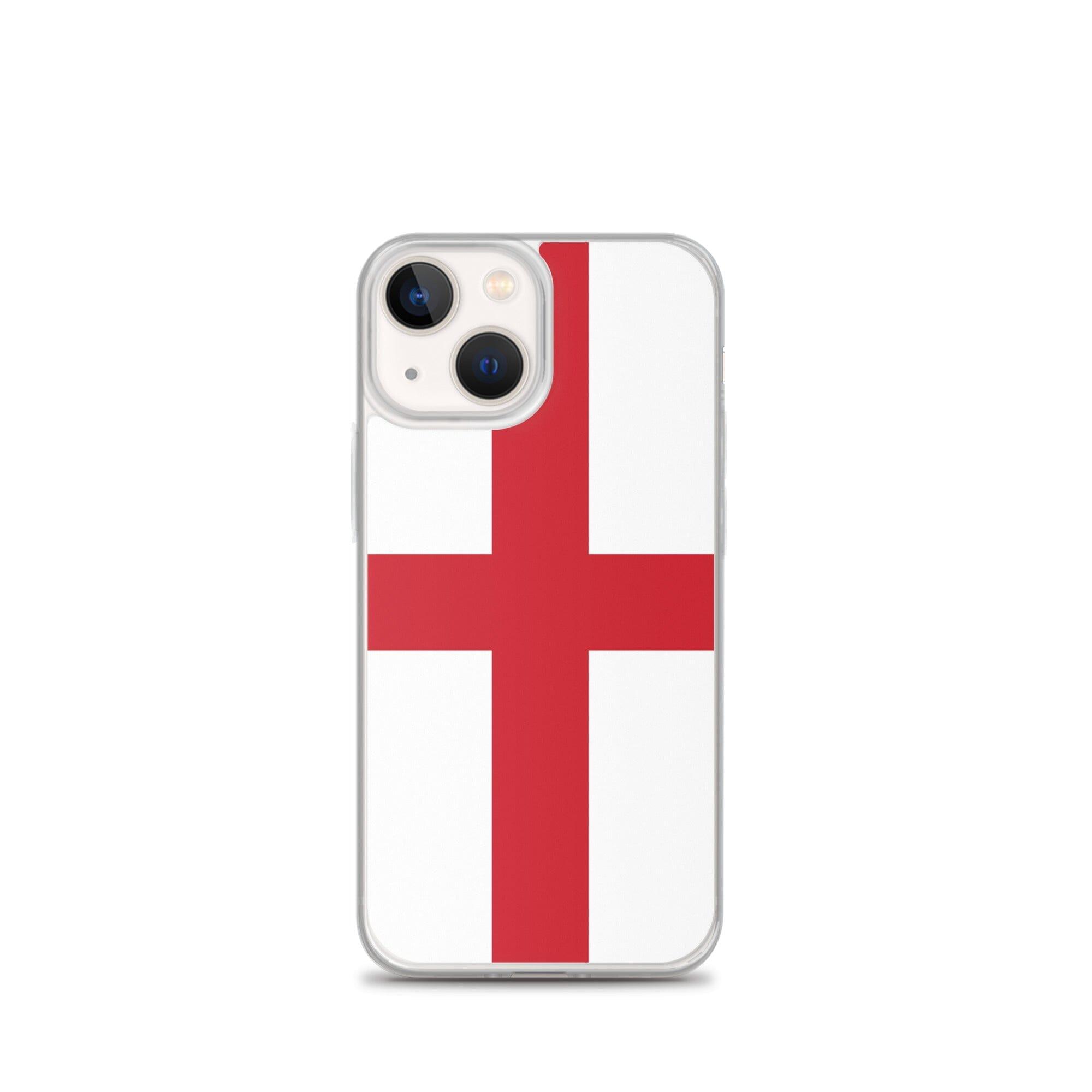 Coque de téléphone transparente avec le drapeau de l'Angleterre, adaptée aux modèles d'iPhone de 6 à 14 Pro Max.