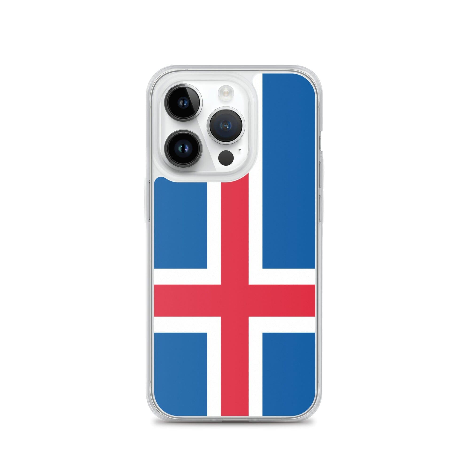 Coque de téléphone avec le drapeau de l'Islande, en plastique transparent et TPU, pour iPhone 6 à 14 Pro Max.