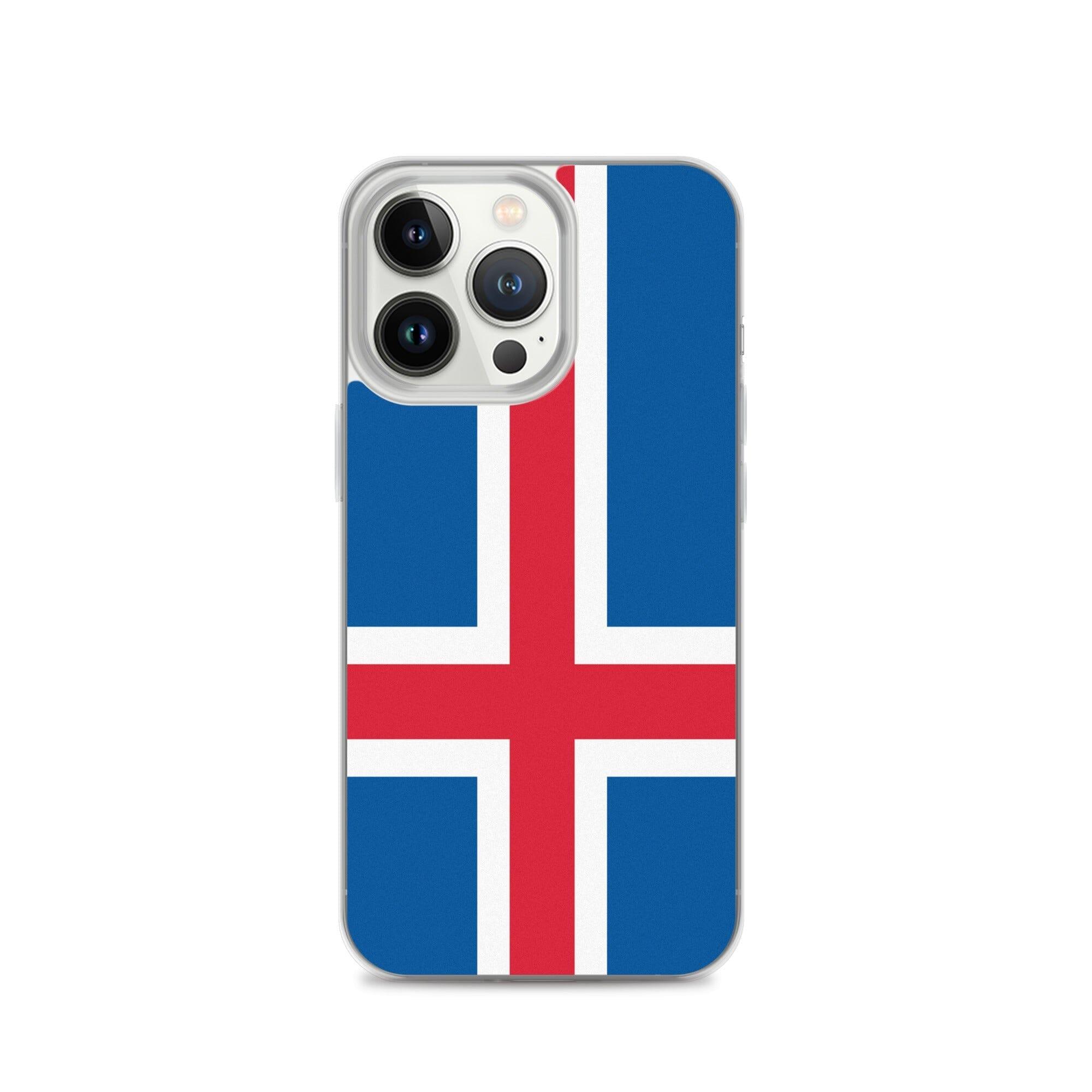 Coque de téléphone avec le drapeau de l'Islande, en plastique transparent et TPU, pour iPhone 6 à 14 Pro Max.