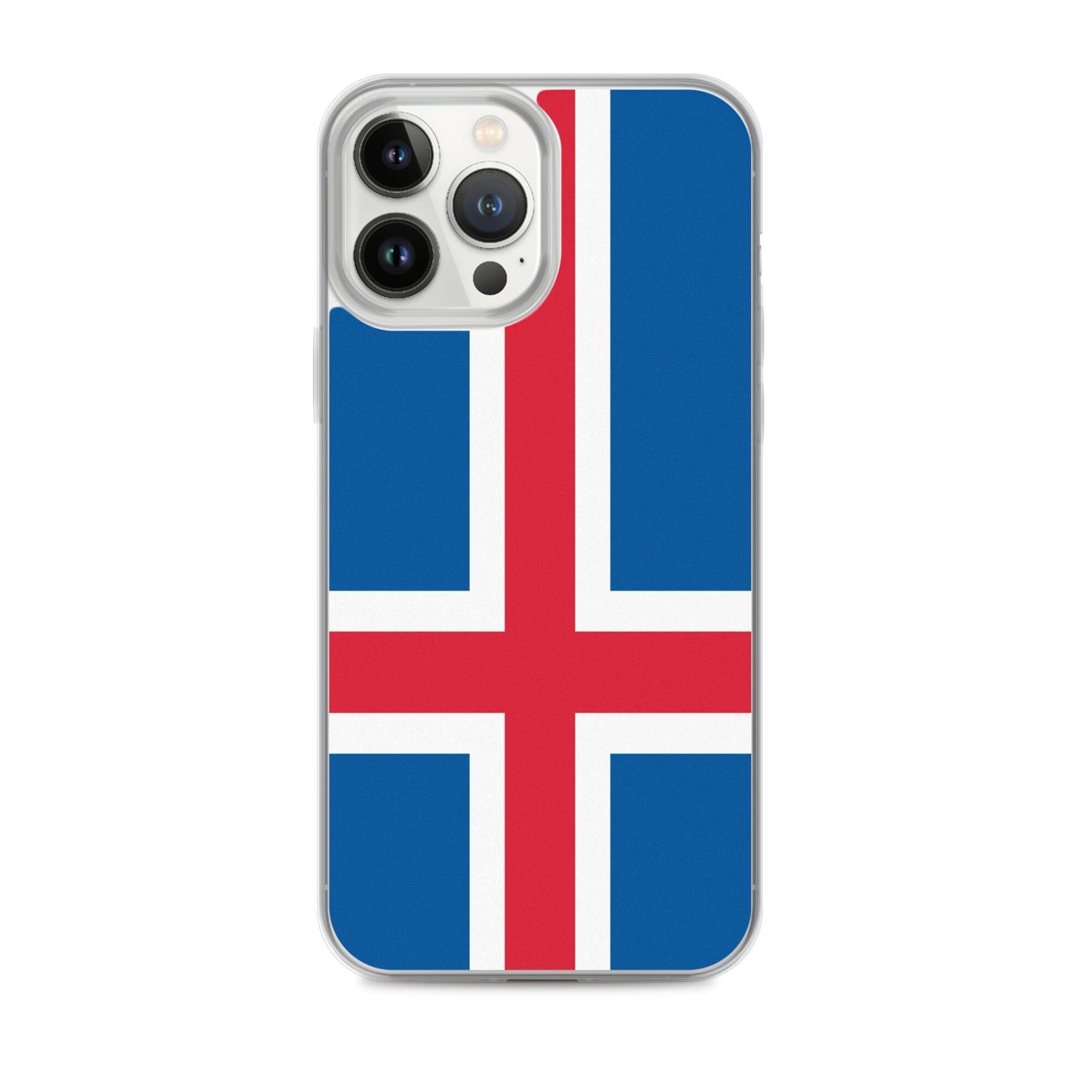 Coque de téléphone avec le drapeau de l'Islande, en plastique transparent et TPU, pour iPhone 6 à 14 Pro Max.