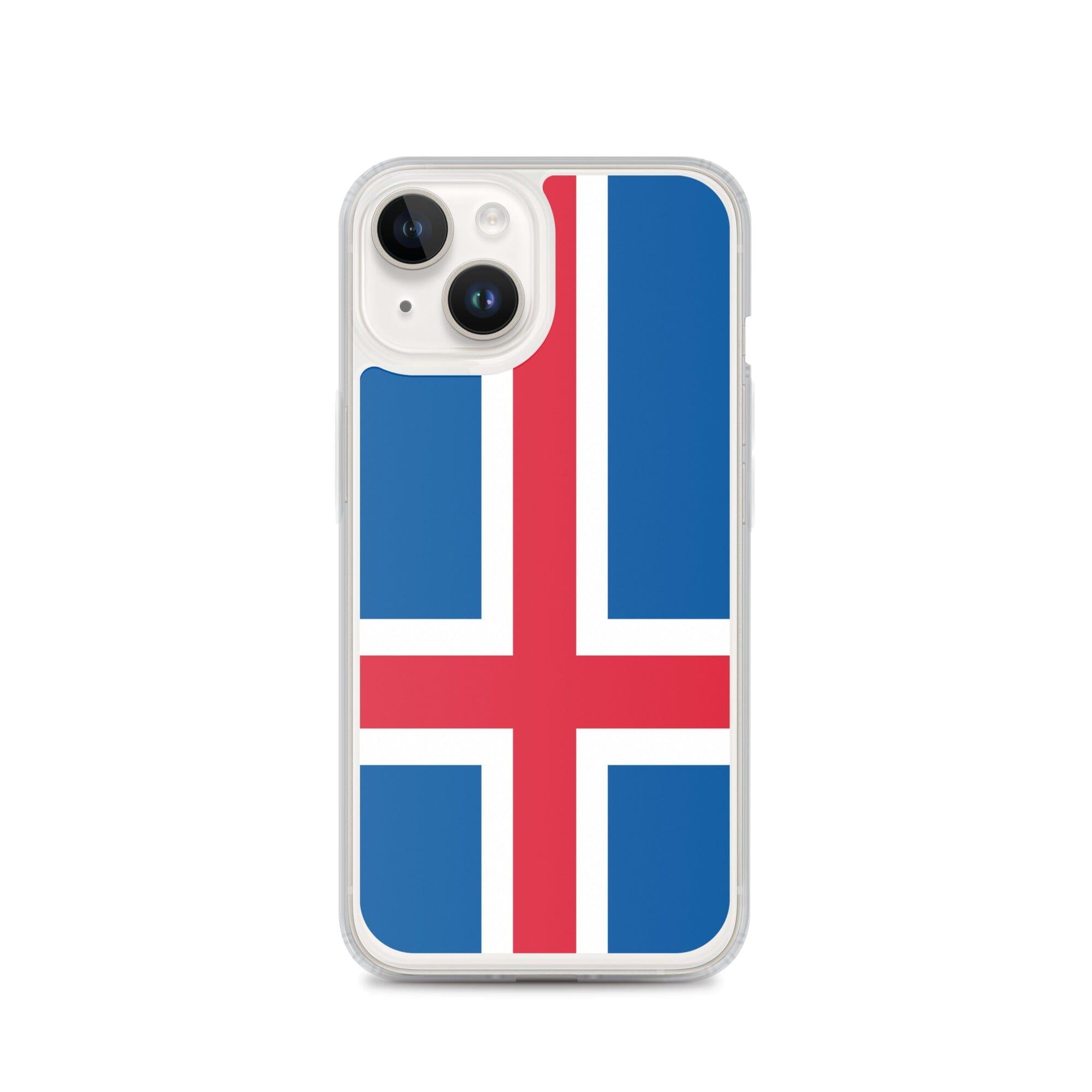 Coque de téléphone avec le drapeau de l'Islande, en plastique transparent et TPU, pour iPhone 6 à 14 Pro Max.