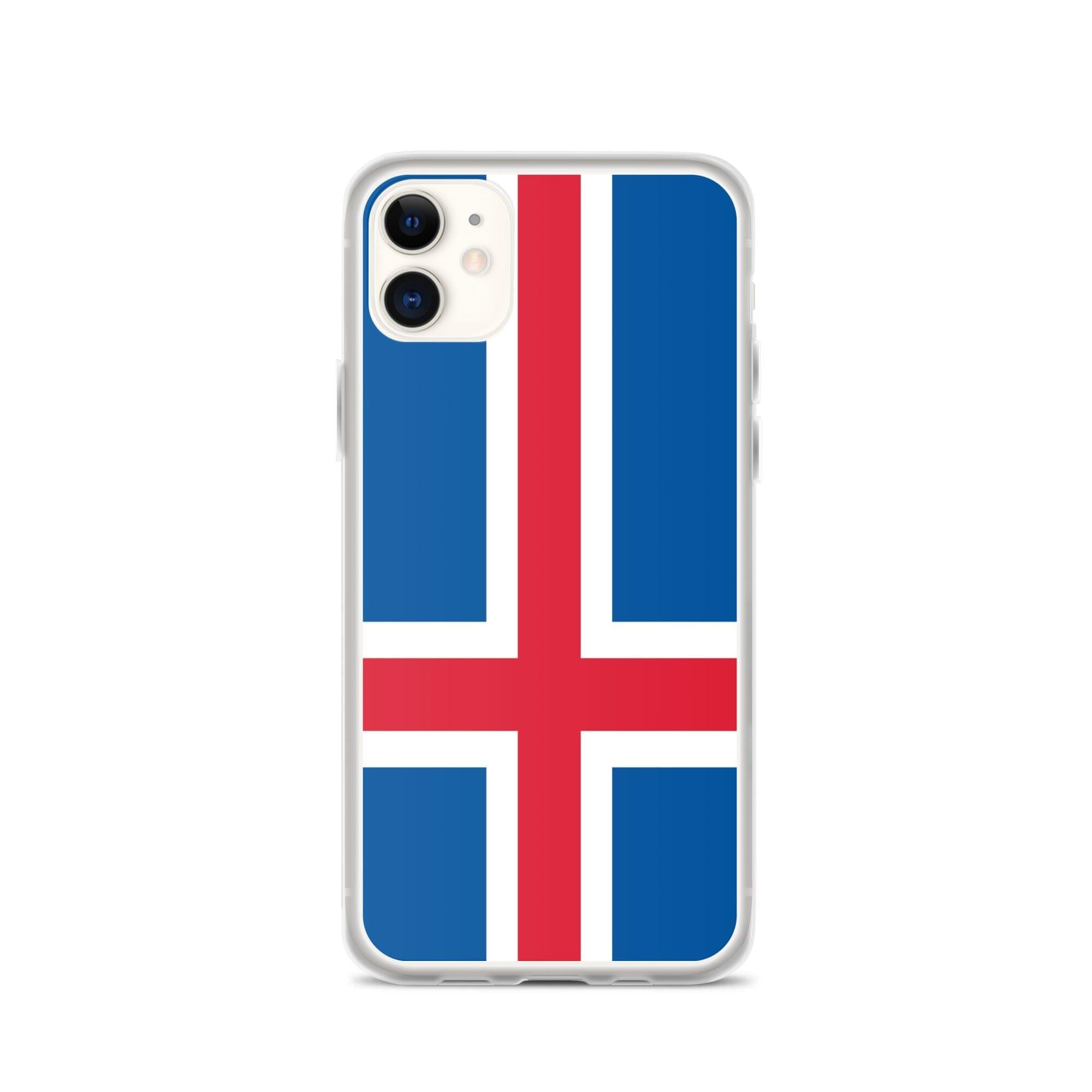 Coque de téléphone avec le drapeau de l'Islande, en plastique transparent et TPU, pour iPhone 6 à 14 Pro Max.