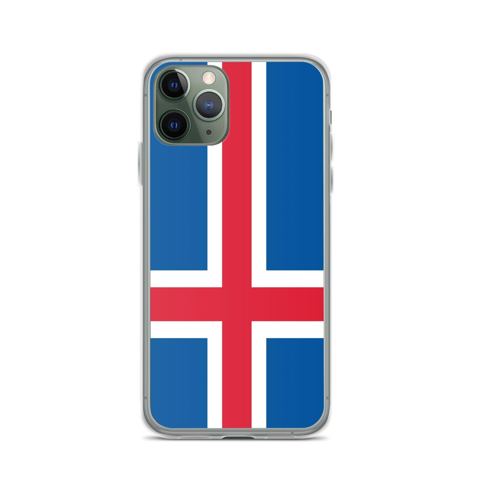 Coque de téléphone avec le drapeau de l'Islande, en plastique transparent et TPU, pour iPhone 6 à 14 Pro Max.