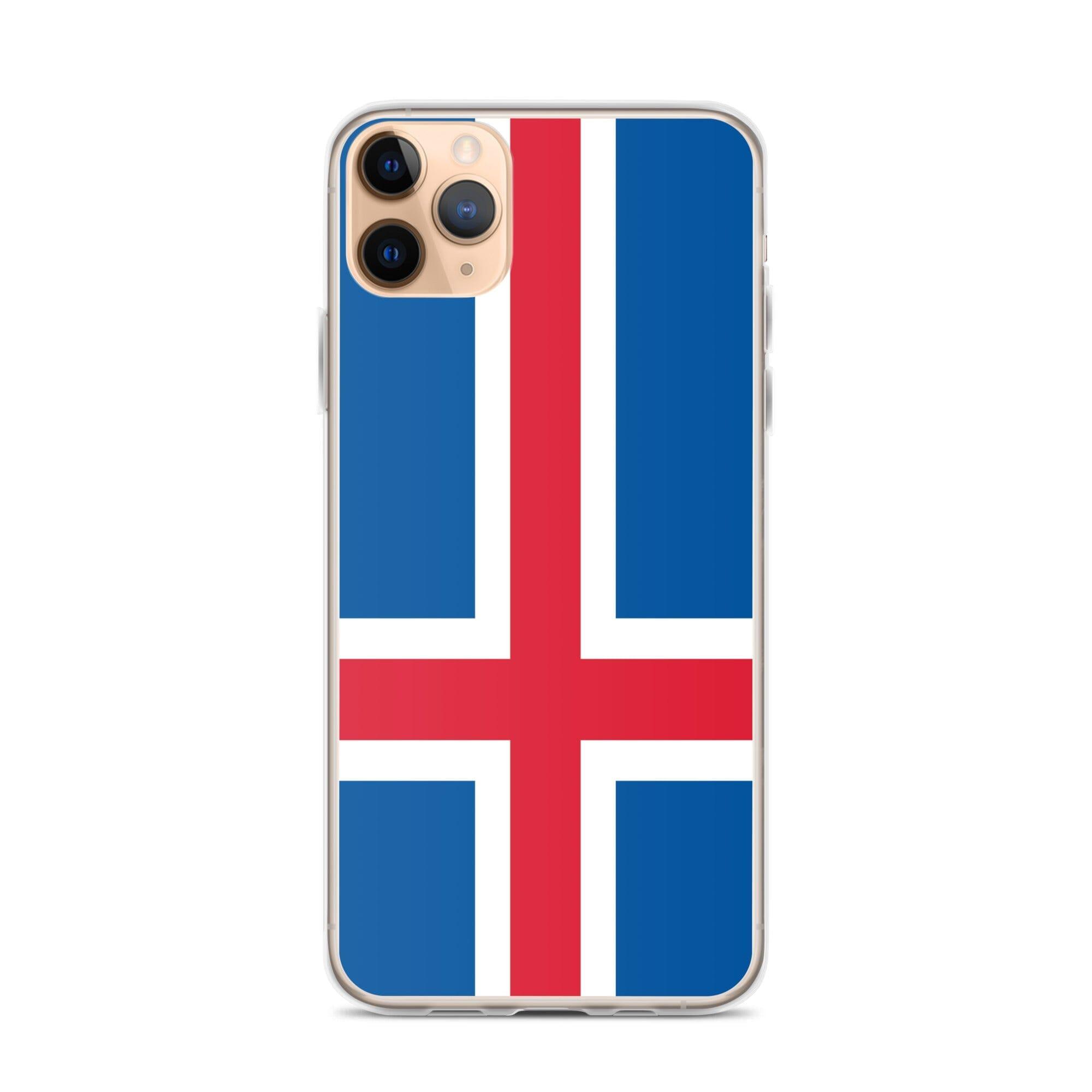 Coque de téléphone avec le drapeau de l'Islande, en plastique transparent et TPU, pour iPhone 6 à 14 Pro Max.