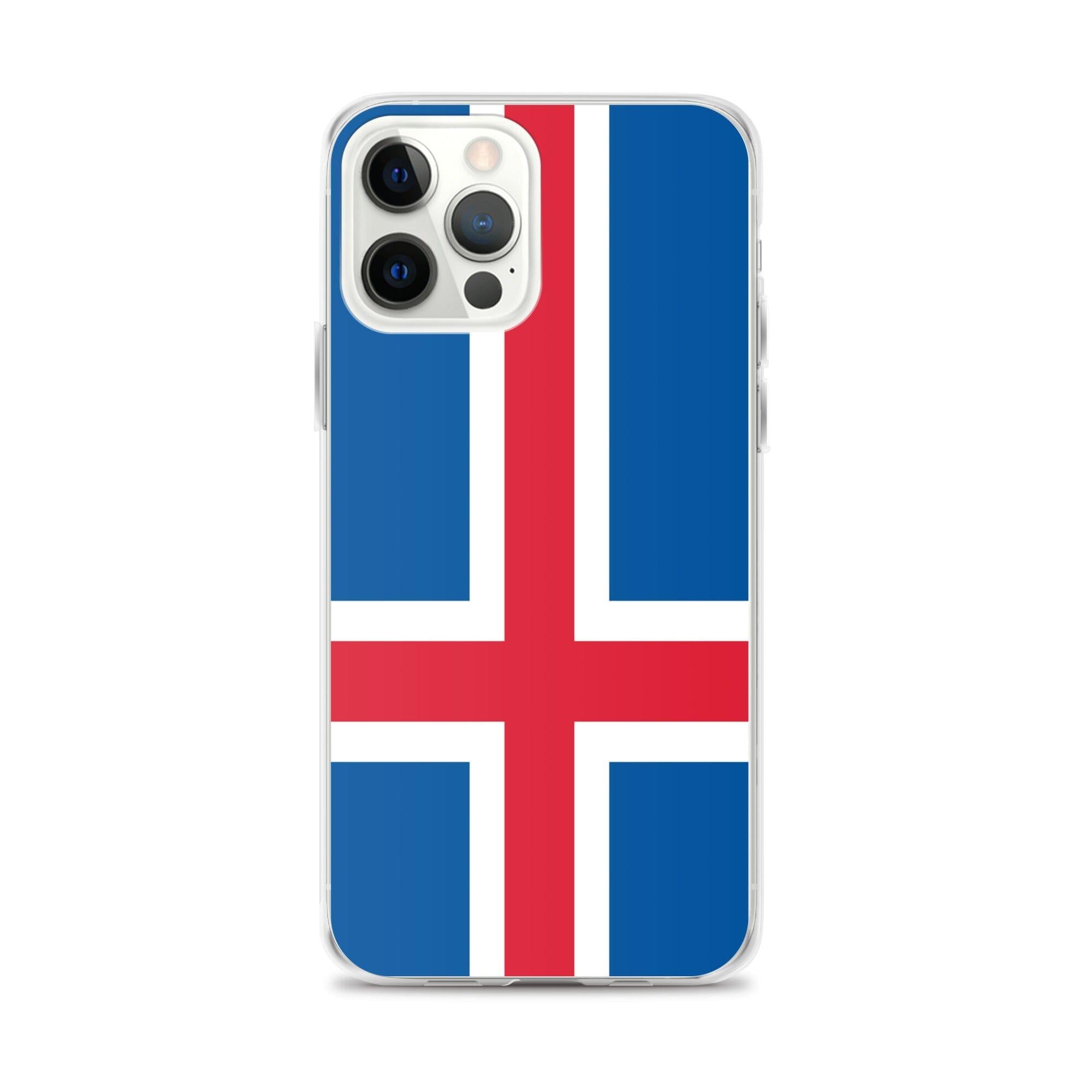 Coque de téléphone avec le drapeau de l'Islande, en plastique transparent et TPU, pour iPhone 6 à 14 Pro Max.