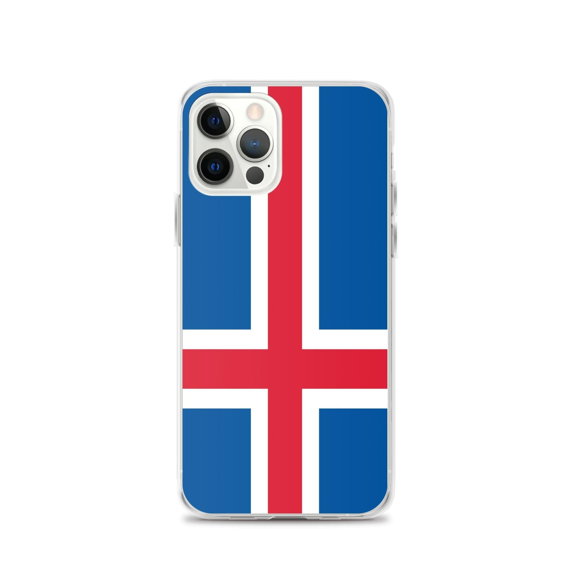 Coque de téléphone avec le drapeau de l'Islande, en plastique transparent et TPU, pour iPhone 6 à 14 Pro Max.