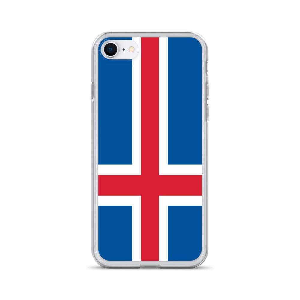 Coque de téléphone avec le drapeau de l'Islande, en plastique transparent et TPU, pour iPhone 6 à 14 Pro Max.