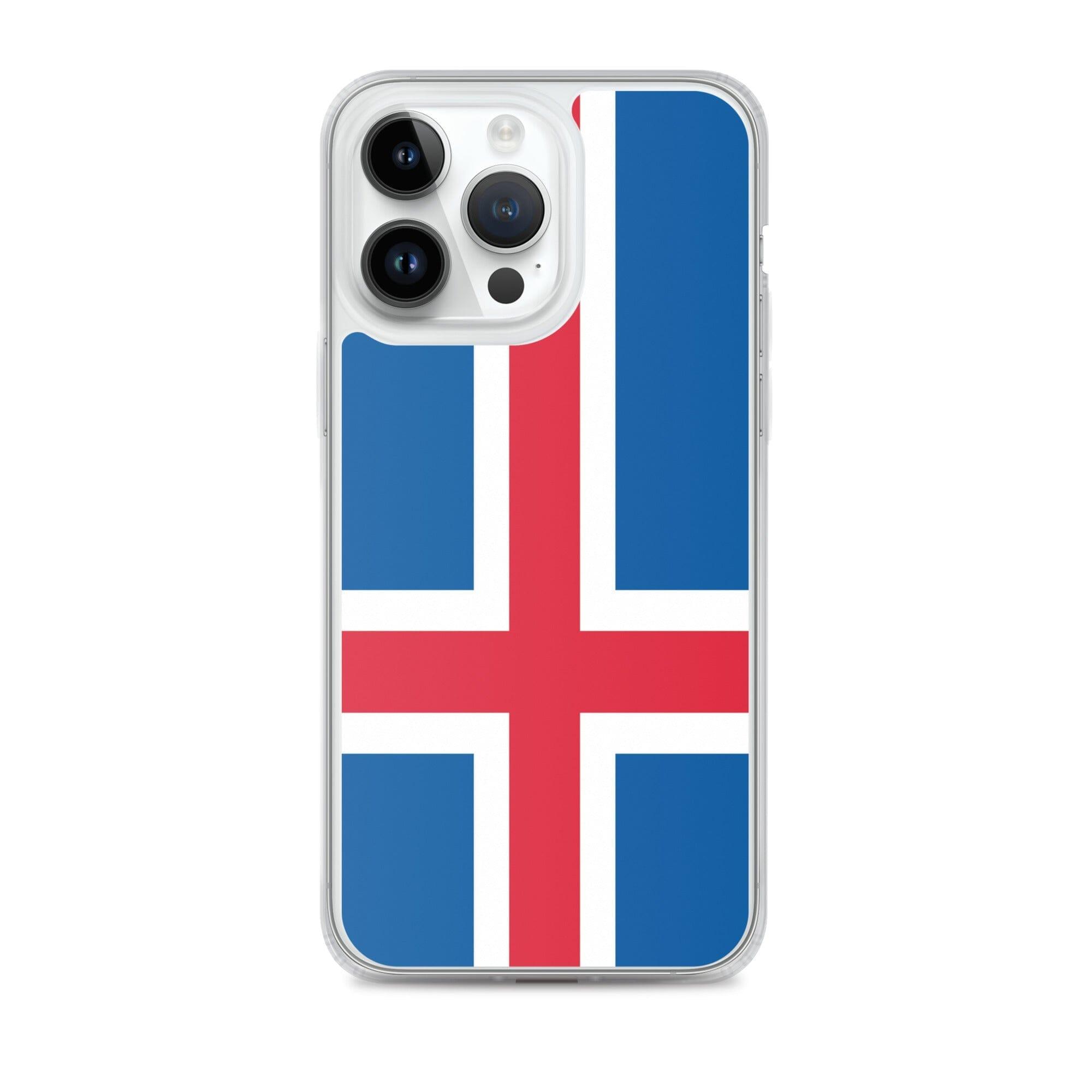 Coque de téléphone avec le drapeau de l'Islande, en plastique transparent et TPU, pour iPhone 6 à 14 Pro Max.