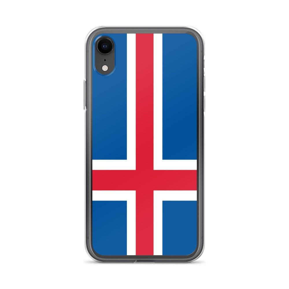 Coque de téléphone avec le drapeau de l'Islande, en plastique transparent et TPU, pour iPhone 6 à 14 Pro Max.