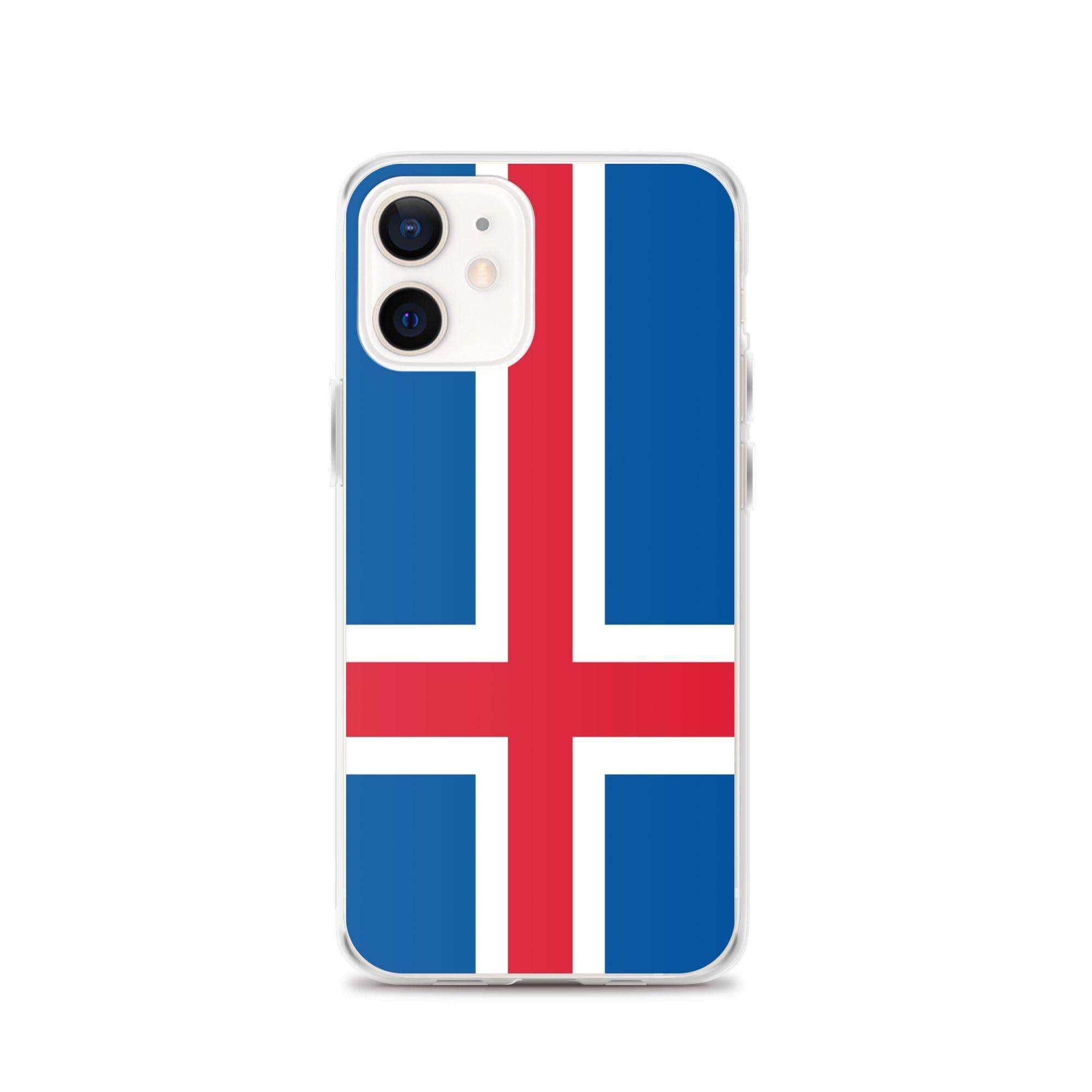 Coque de téléphone avec le drapeau de l'Islande, en plastique transparent et TPU, pour iPhone 6 à 14 Pro Max.