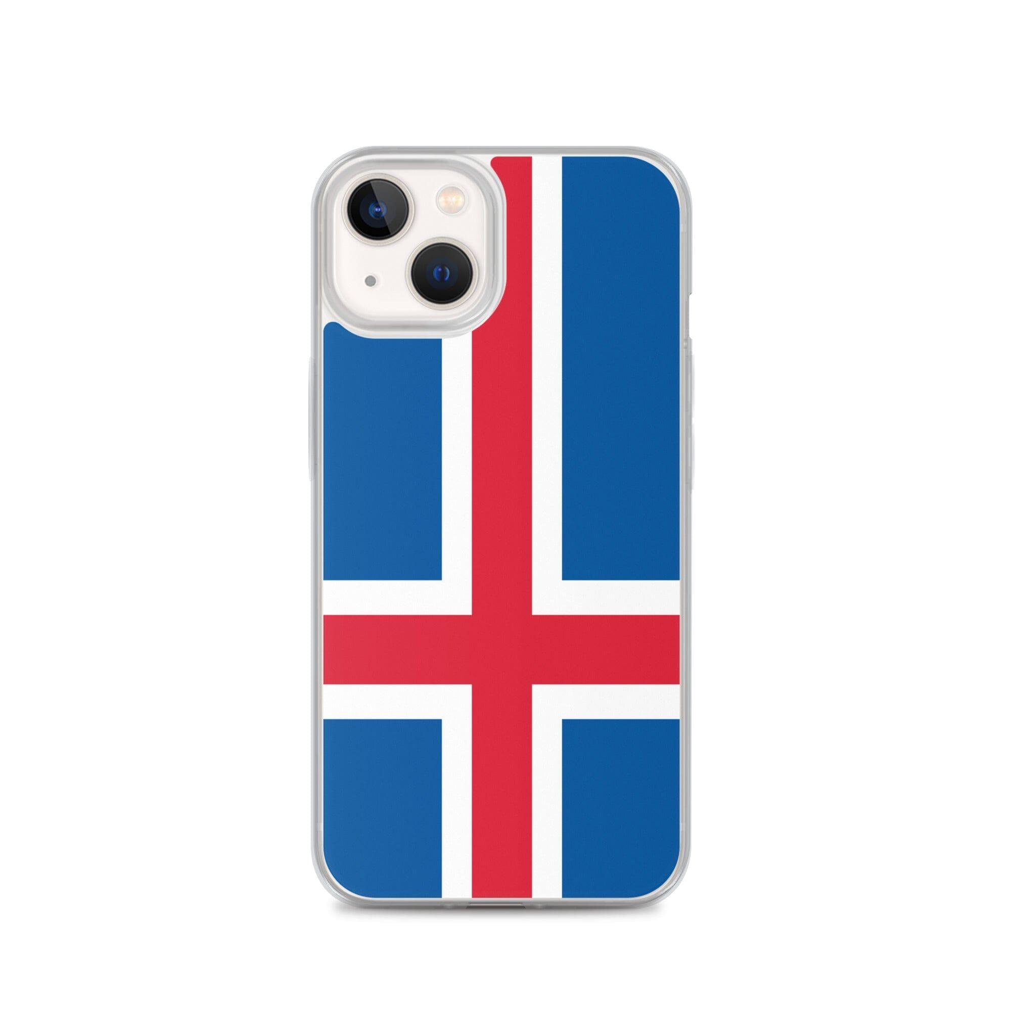 Coque de téléphone avec le drapeau de l'Islande, en plastique transparent et TPU, pour iPhone 6 à 14 Pro Max.