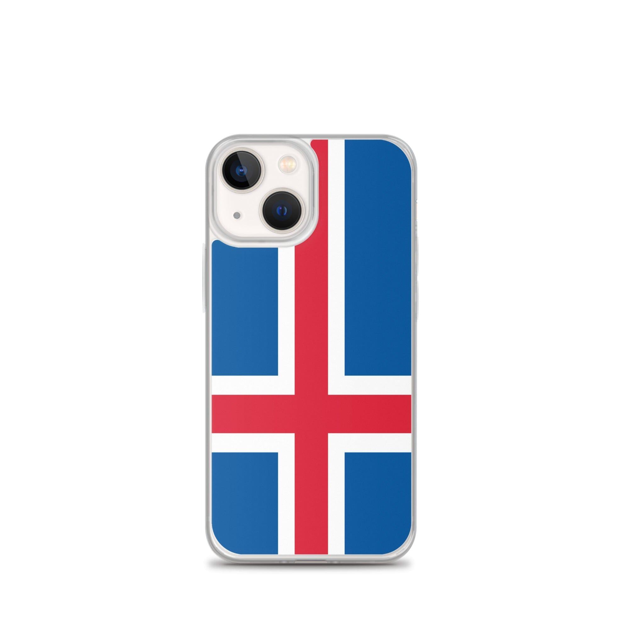 Coque de téléphone avec le drapeau de l'Islande, en plastique transparent et TPU, pour iPhone 6 à 14 Pro Max.