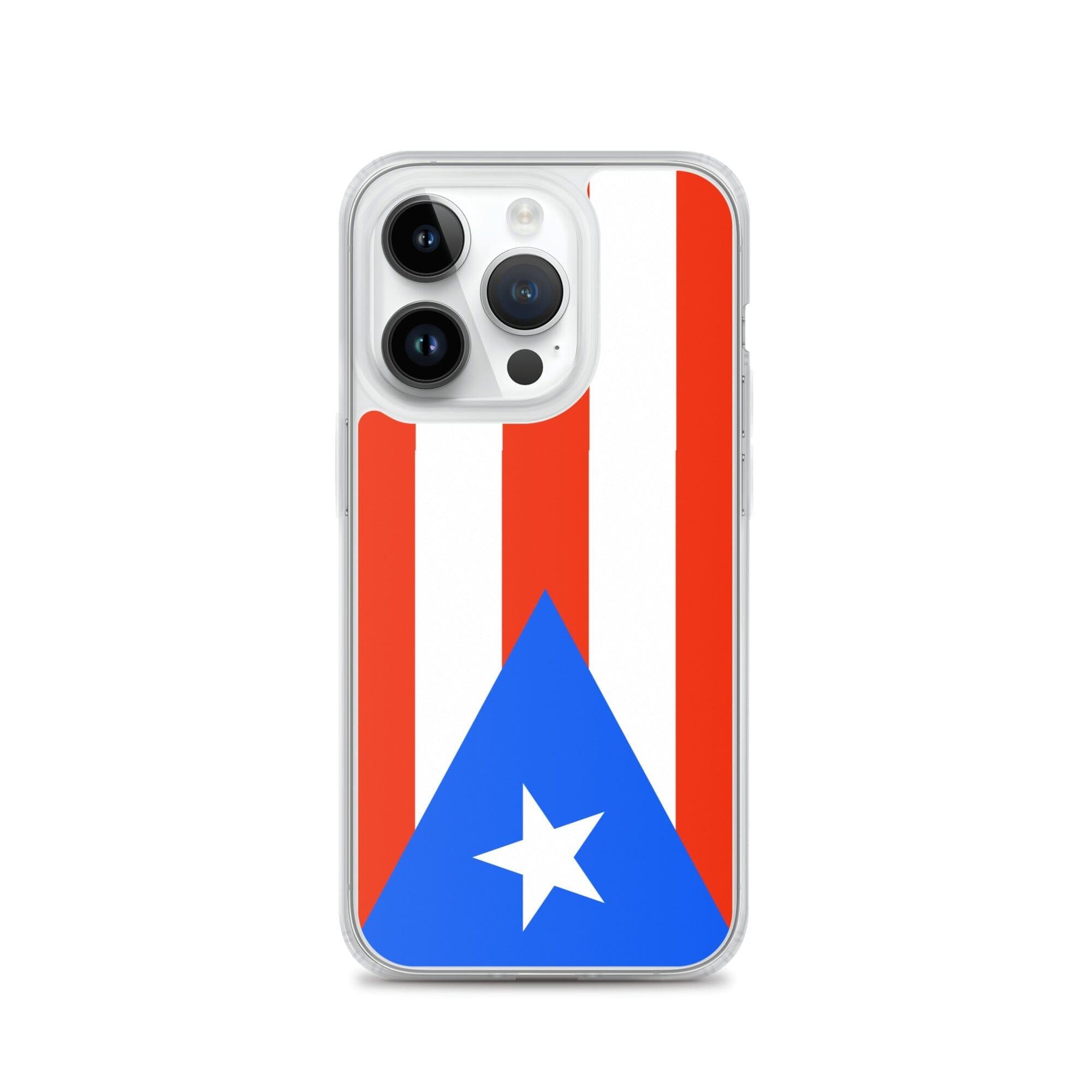 Coque de téléphone avec le drapeau de Porto Rico, en plastique transparent et TPU, adaptée aux modèles d'iPhone de 6 à 14 Pro Max.