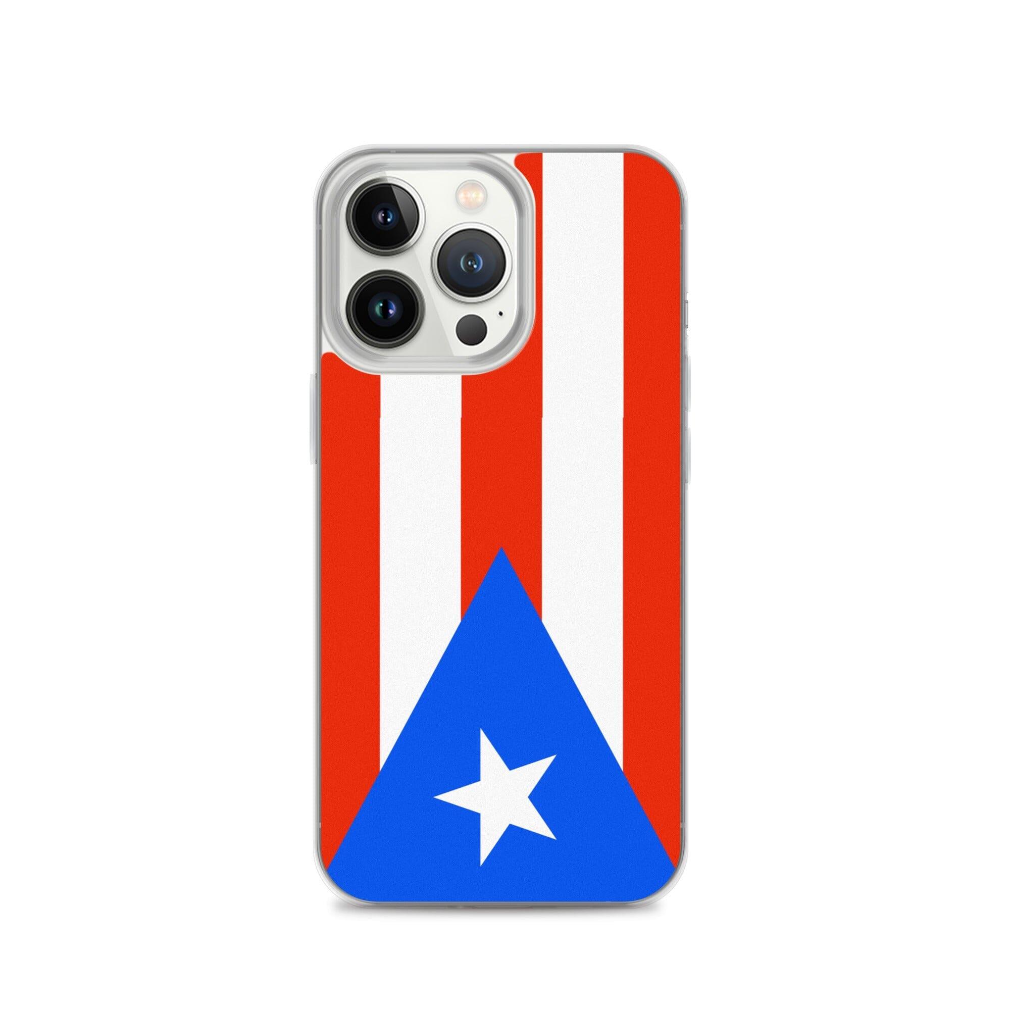 Coque de téléphone avec le drapeau de Porto Rico, en plastique transparent et TPU, adaptée aux modèles d'iPhone de 6 à 14 Pro Max.