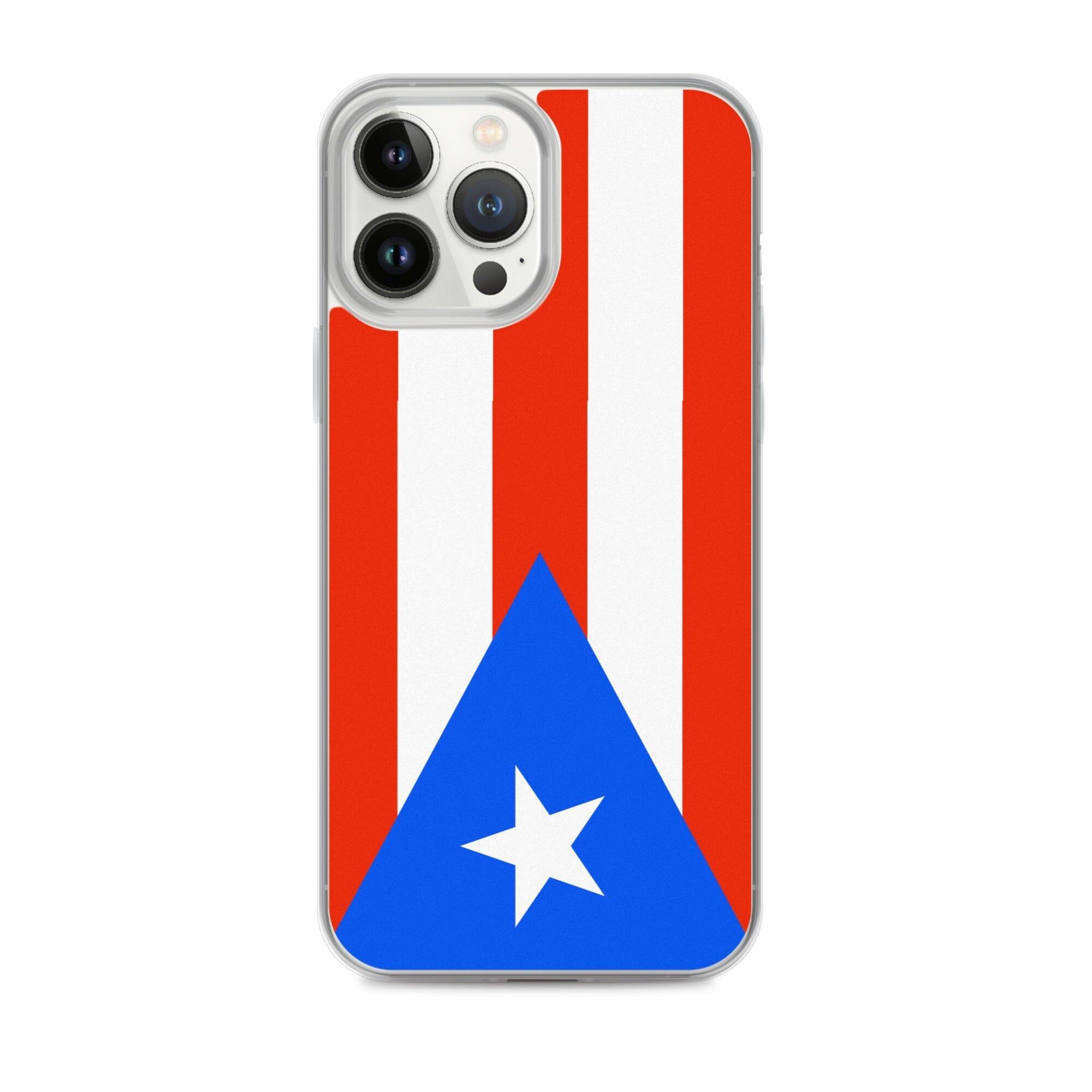 Coque de téléphone avec le drapeau de Porto Rico, en plastique transparent et TPU, adaptée aux modèles d'iPhone de 6 à 14 Pro Max.