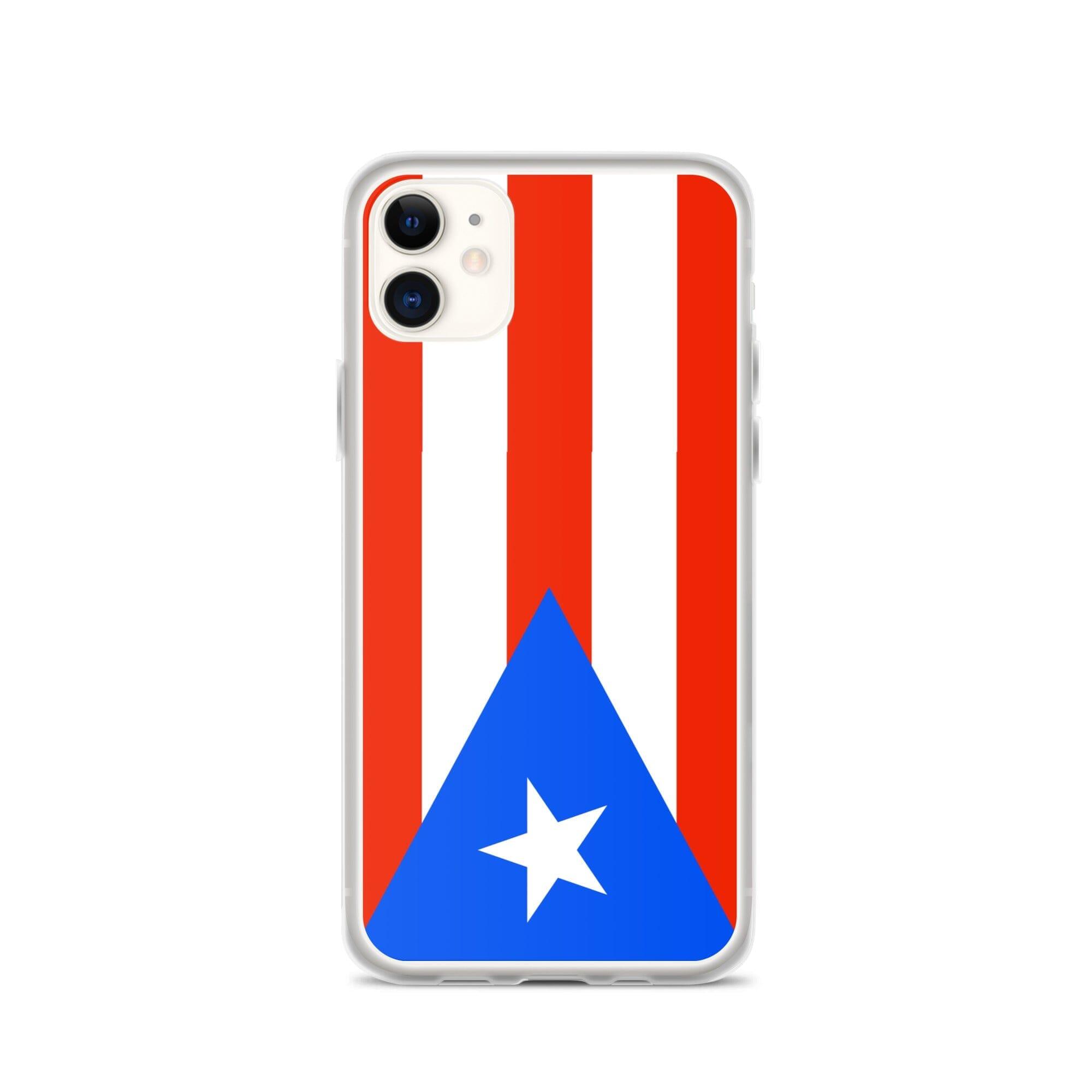 Coque de téléphone avec le drapeau de Porto Rico, en plastique transparent et TPU, adaptée aux modèles d'iPhone de 6 à 14 Pro Max.