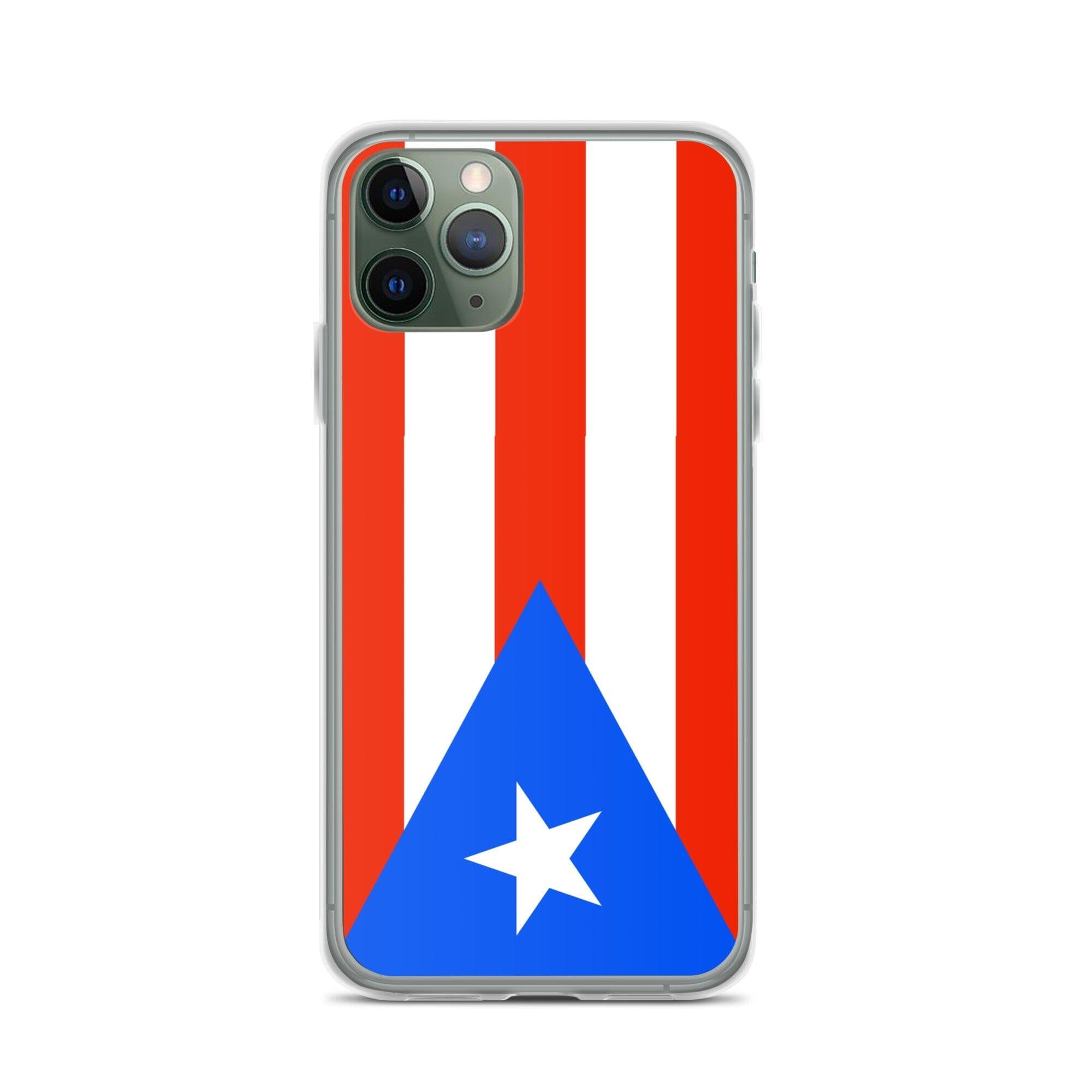 Coque de téléphone avec le drapeau de Porto Rico, en plastique transparent et TPU, adaptée aux modèles d'iPhone de 6 à 14 Pro Max.