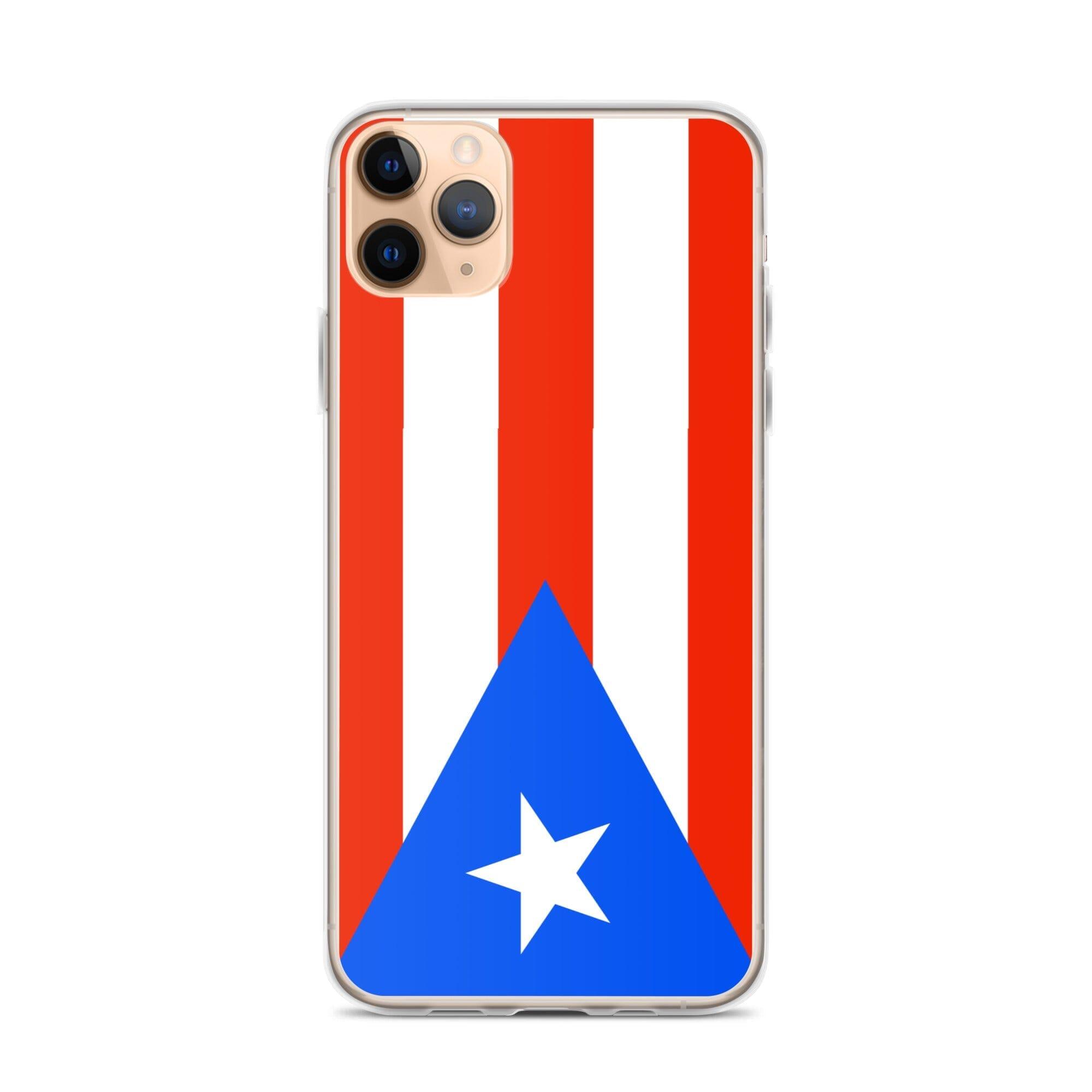 Coque de téléphone avec le drapeau de Porto Rico, en plastique transparent et TPU, adaptée aux modèles d'iPhone de 6 à 14 Pro Max.