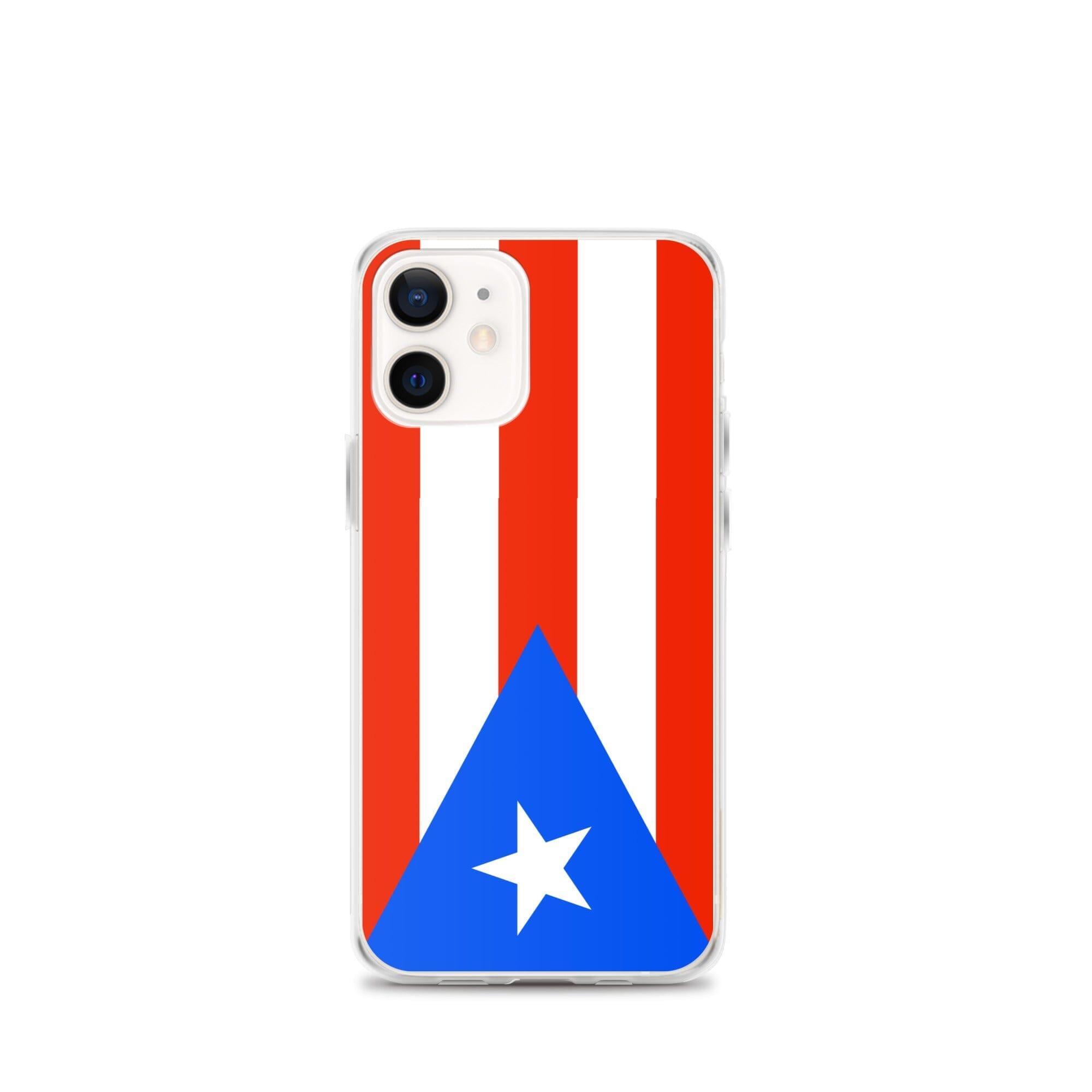 Coque de téléphone avec le drapeau de Porto Rico, en plastique transparent et TPU, adaptée aux modèles d'iPhone de 6 à 14 Pro Max.