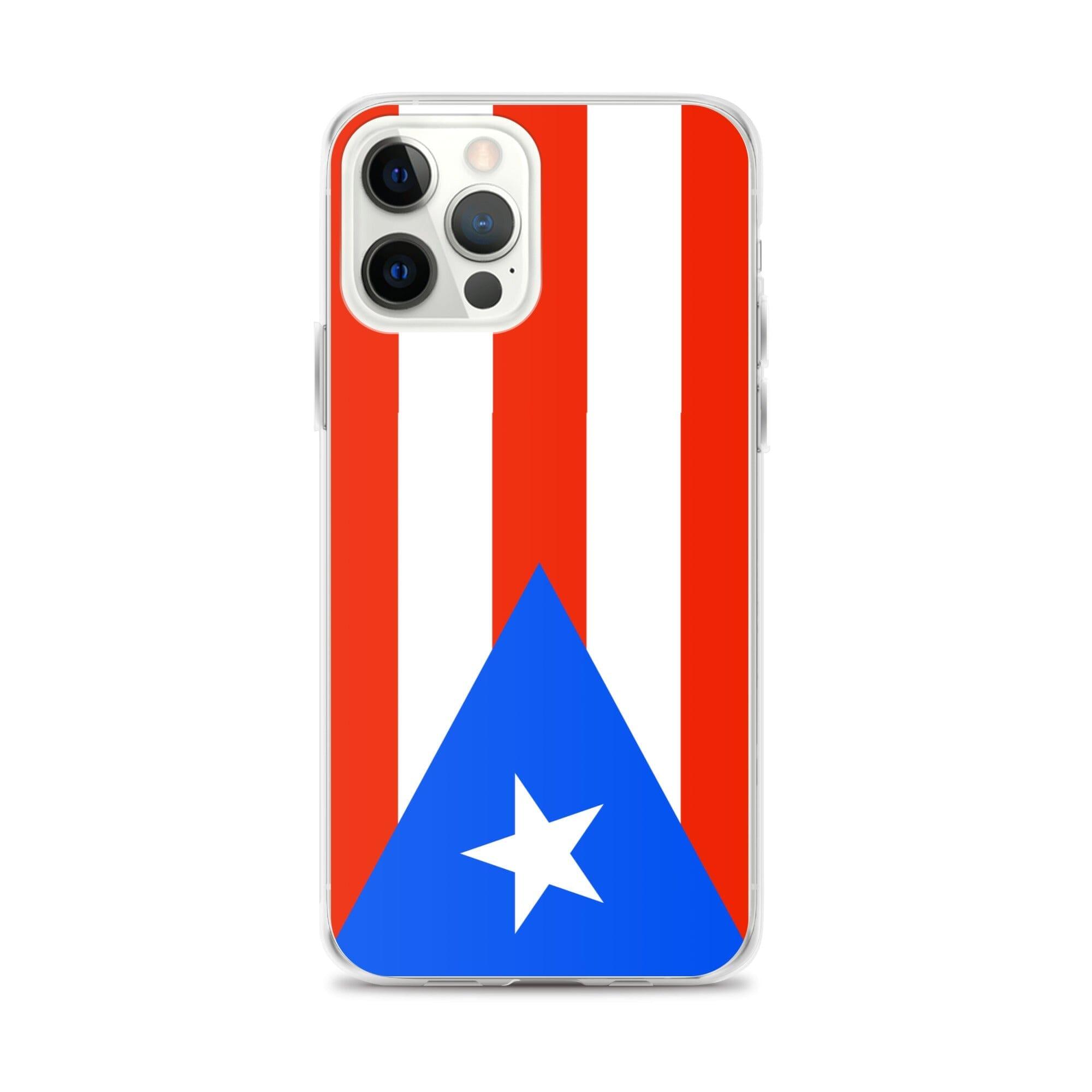 Coque de téléphone avec le drapeau de Porto Rico, en plastique transparent et TPU, adaptée aux modèles d'iPhone de 6 à 14 Pro Max.