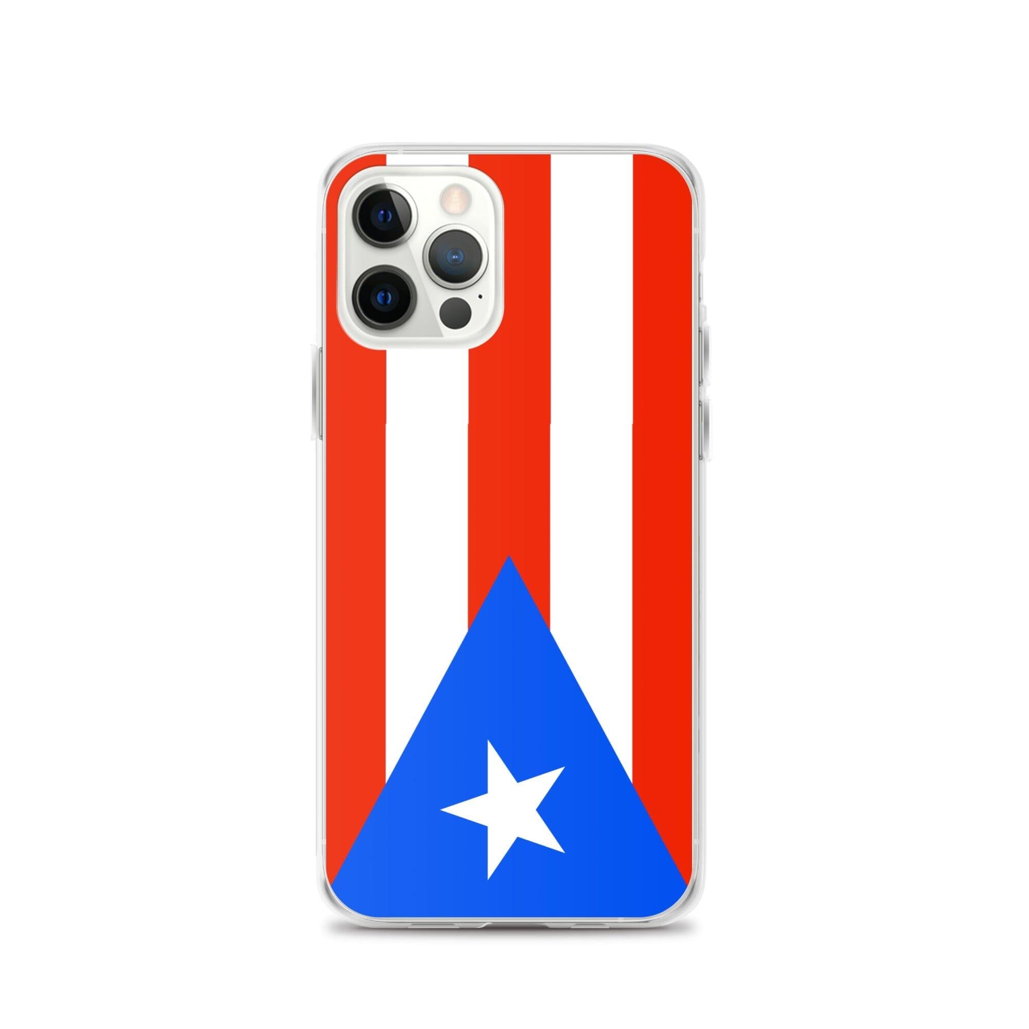 Coque de téléphone avec le drapeau de Porto Rico, en plastique transparent et TPU, adaptée aux modèles d'iPhone de 6 à 14 Pro Max.