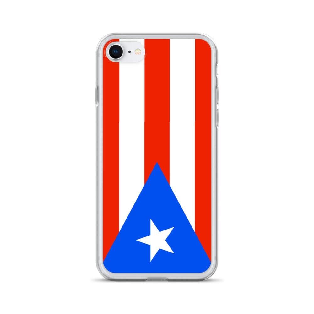 Coque de téléphone avec le drapeau de Porto Rico, en plastique transparent et TPU, adaptée aux modèles d'iPhone de 6 à 14 Pro Max.