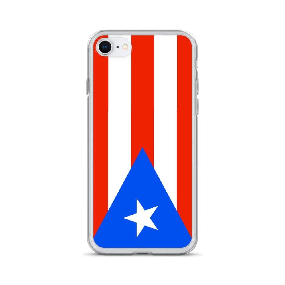 Coque de téléphone avec le drapeau de Porto Rico, en plastique transparent et TPU, adaptée aux modèles d'iPhone de 6 à 14 Pro Max.