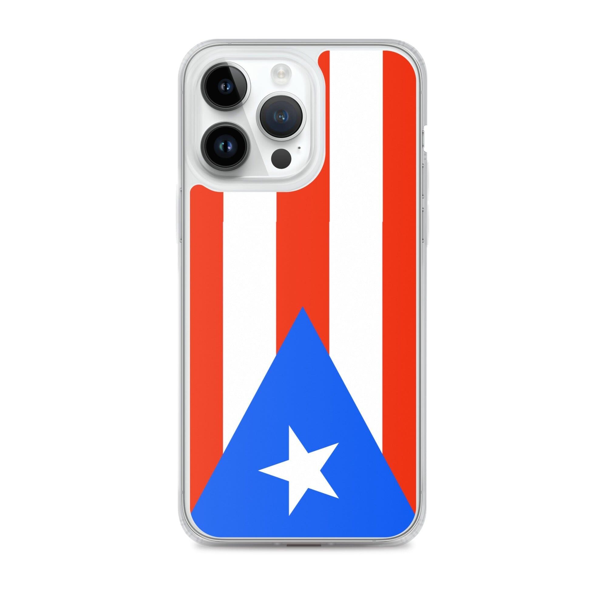 Coque de téléphone avec le drapeau de Porto Rico, en plastique transparent et TPU, adaptée aux modèles d'iPhone de 6 à 14 Pro Max.