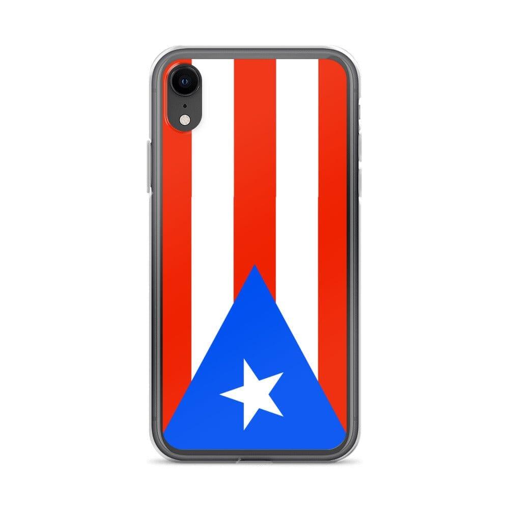 Coque de téléphone avec le drapeau de Porto Rico, en plastique transparent et TPU, adaptée aux modèles d'iPhone de 6 à 14 Pro Max.