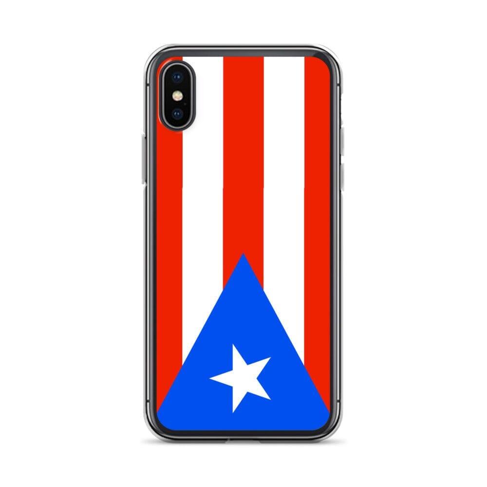 Coque de téléphone avec le drapeau de Porto Rico, en plastique transparent et TPU, adaptée aux modèles d'iPhone de 6 à 14 Pro Max.