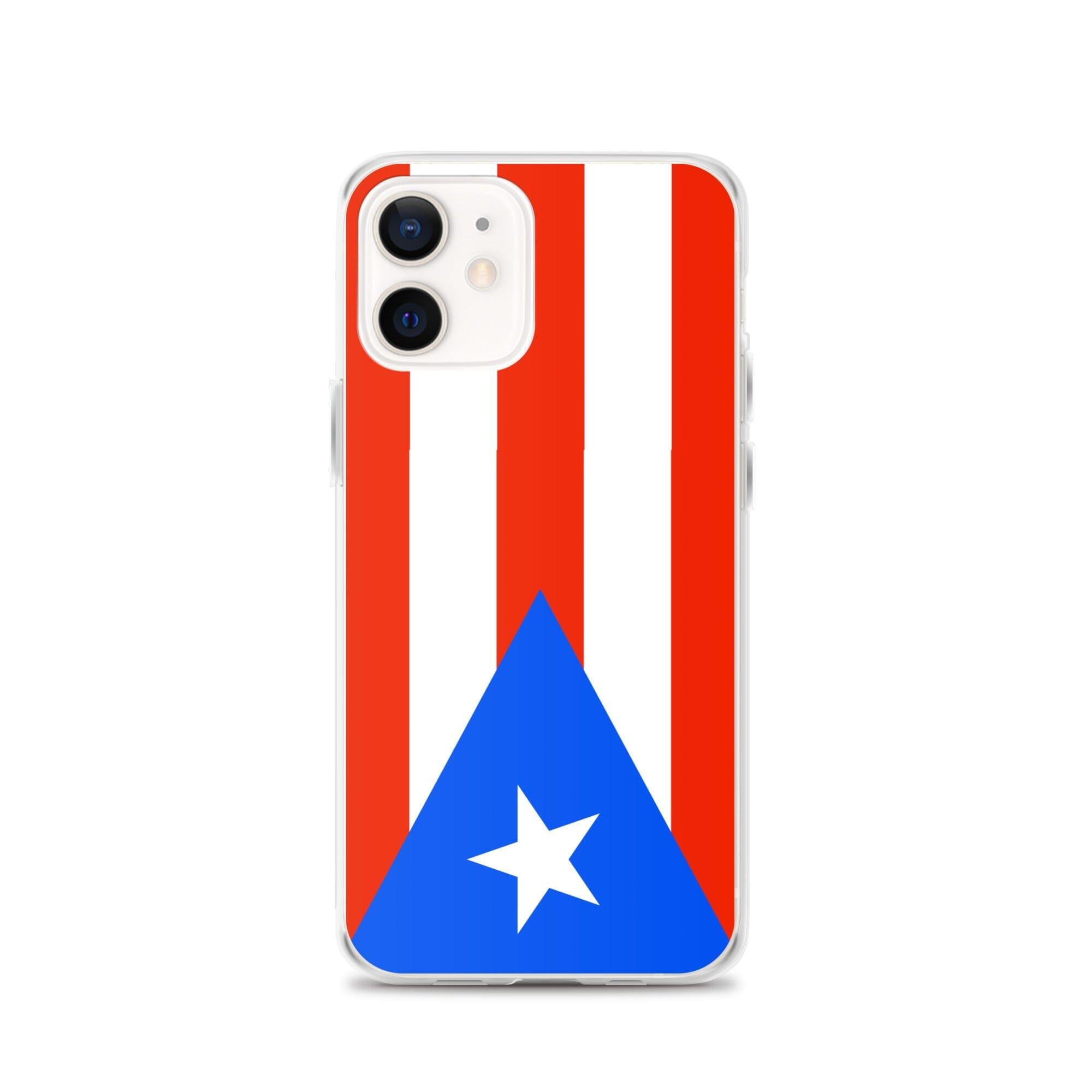 Coque de téléphone avec le drapeau de Porto Rico, en plastique transparent et TPU, adaptée aux modèles d'iPhone de 6 à 14 Pro Max.