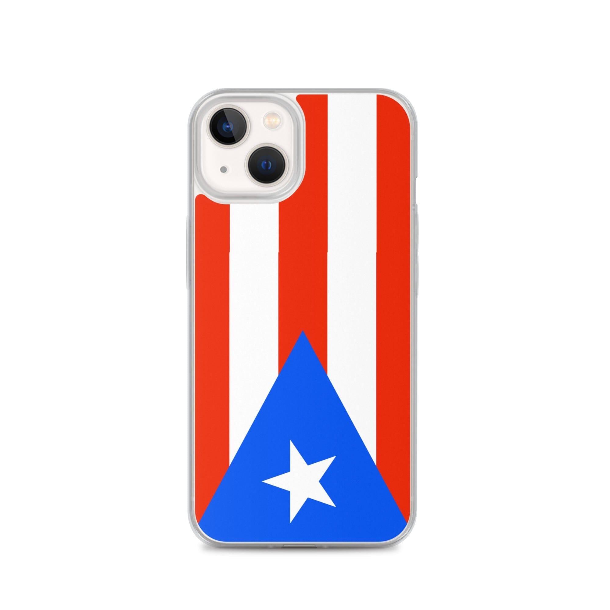 Coque de téléphone avec le drapeau de Porto Rico, en plastique transparent et TPU, adaptée aux modèles d'iPhone de 6 à 14 Pro Max.