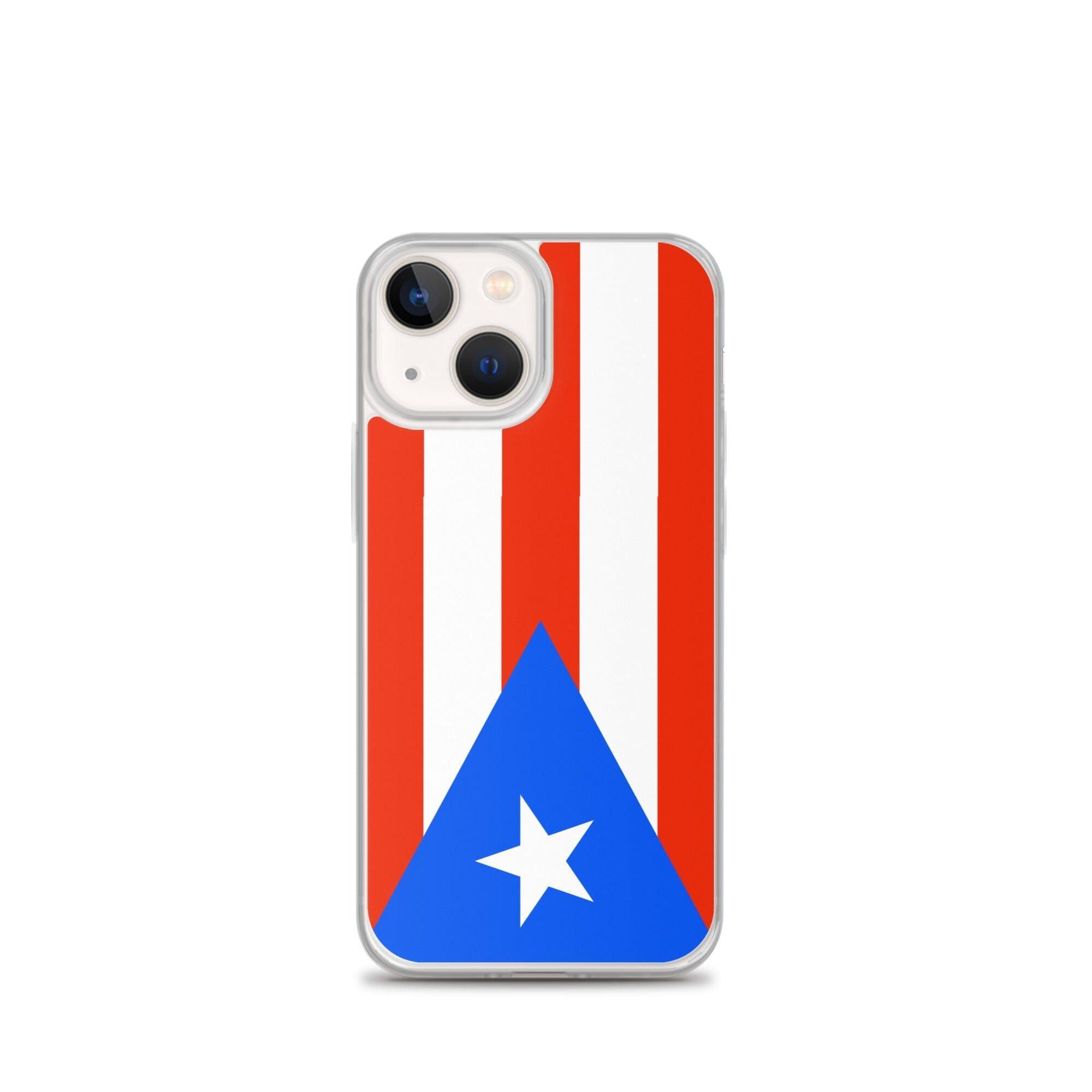 Coque de téléphone avec le drapeau de Porto Rico, en plastique transparent et TPU, adaptée aux modèles d'iPhone de 6 à 14 Pro Max.