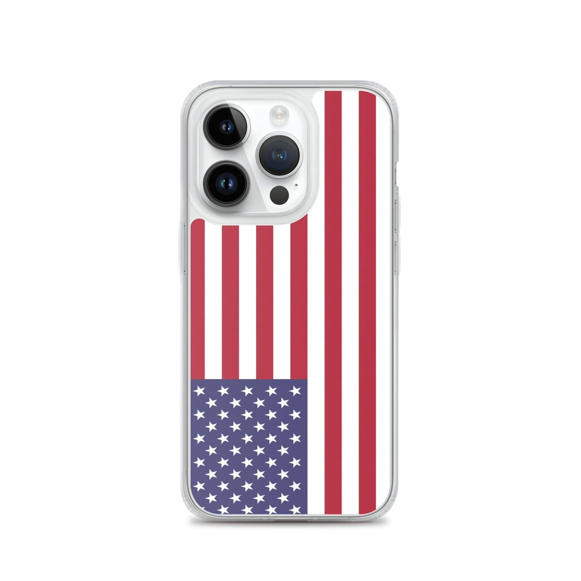 Coque de téléphone transparente avec le drapeau des îles mineures éloignées des États-Unis, offrant une protection pour iPhone.