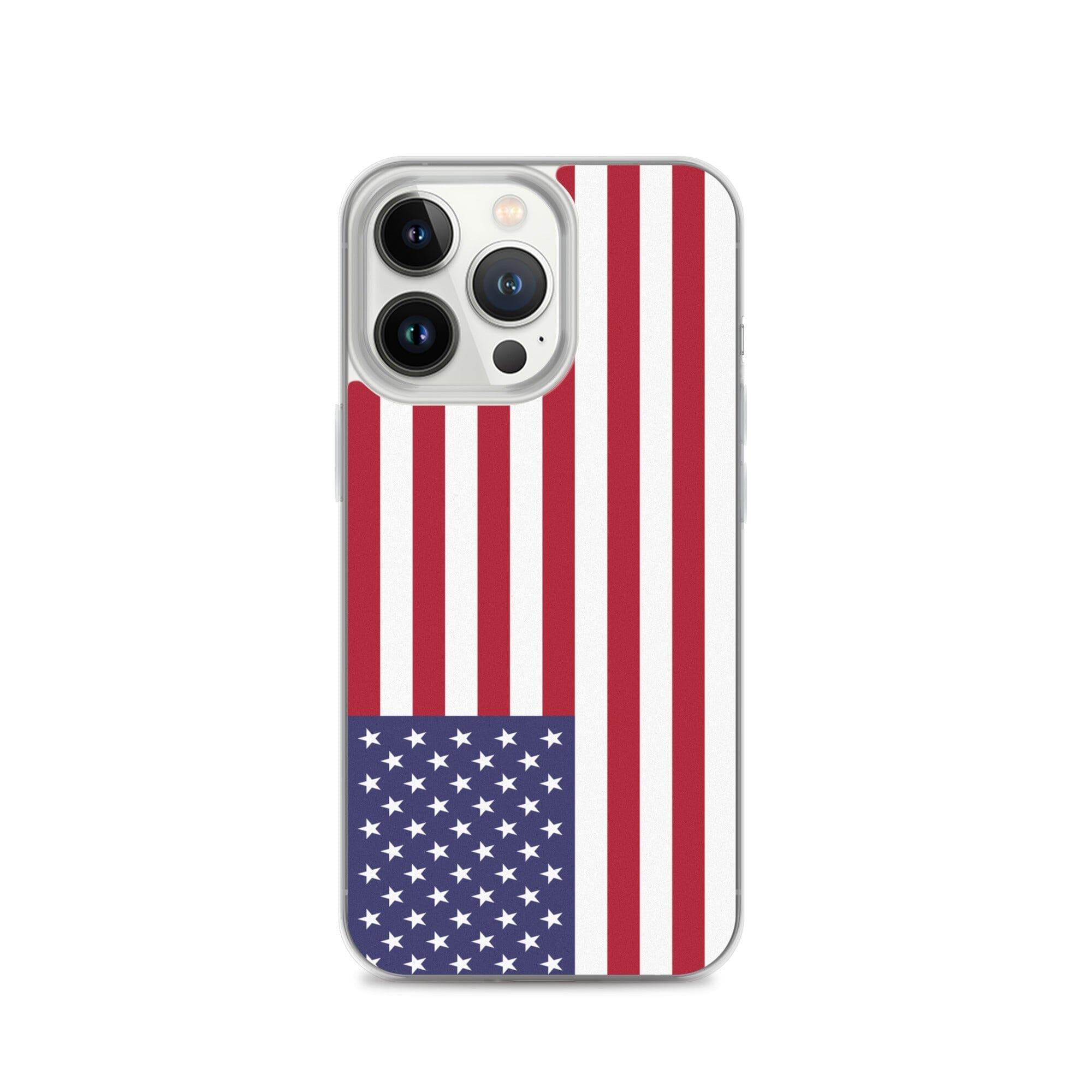 Coque de téléphone transparente avec le drapeau des îles mineures éloignées des États-Unis, offrant une protection pour iPhone.