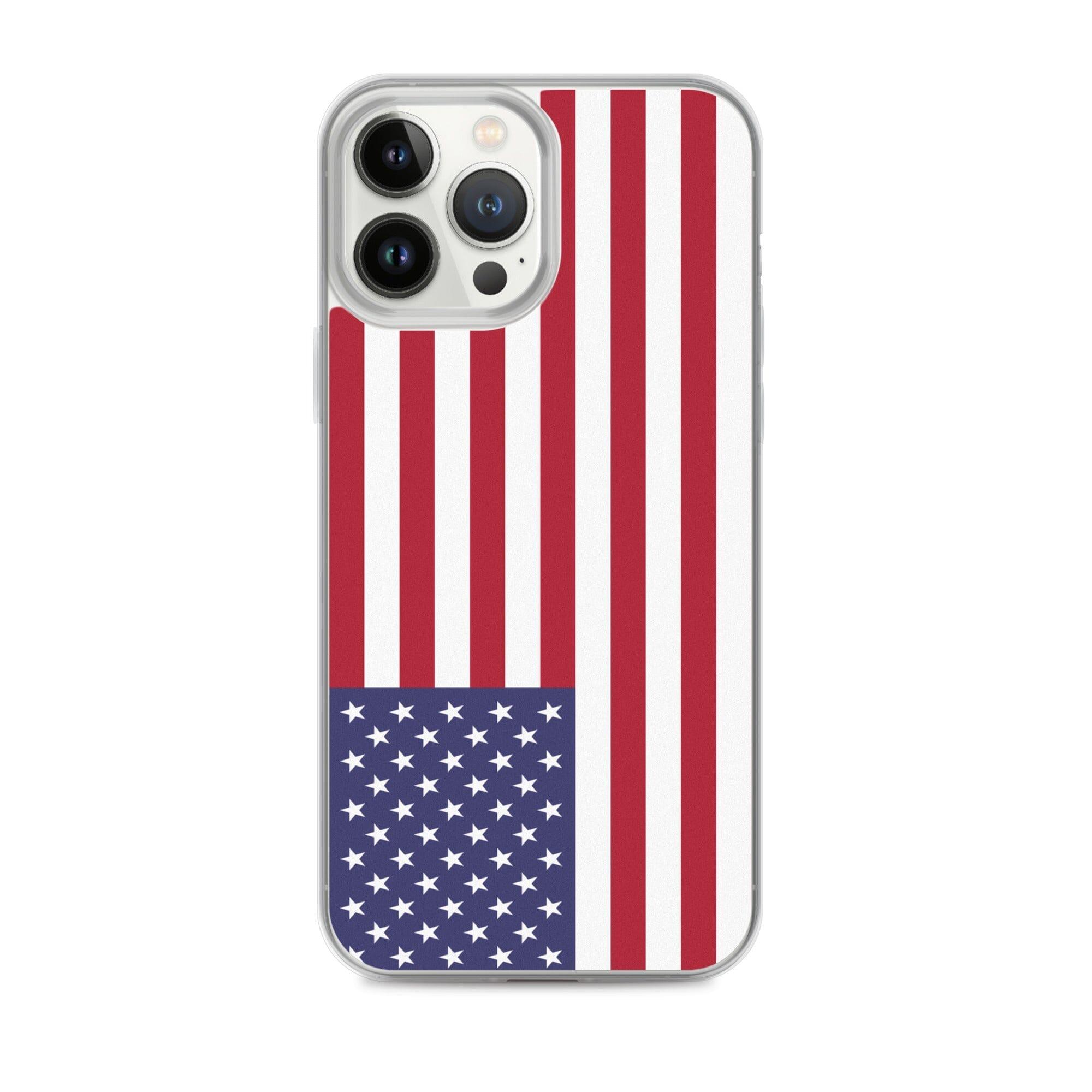 Coque de téléphone transparente avec le drapeau des îles mineures éloignées des États-Unis, offrant une protection pour iPhone.