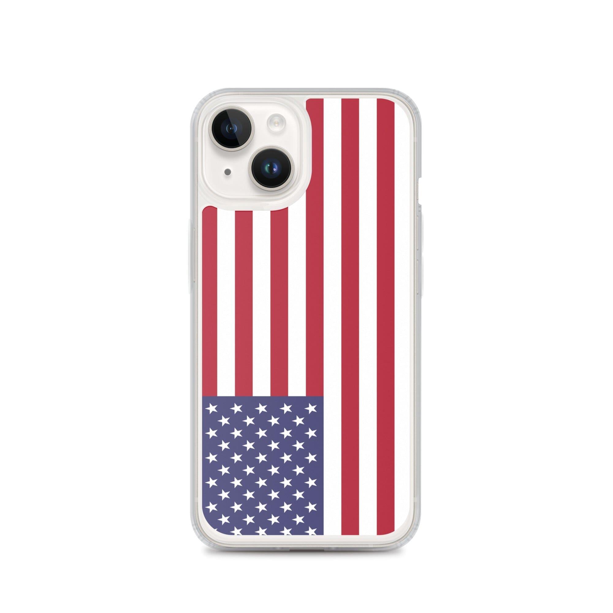 Coque de téléphone transparente avec le drapeau des îles mineures éloignées des États-Unis, offrant une protection pour iPhone.