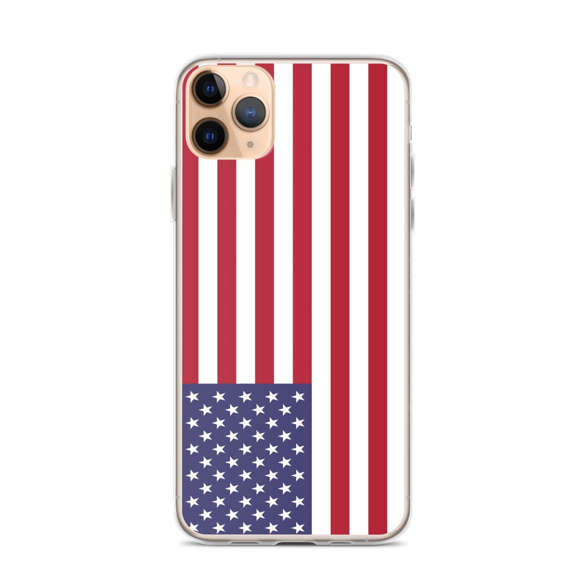 Coque de téléphone transparente avec le drapeau des îles mineures éloignées des États-Unis, offrant une protection pour iPhone.