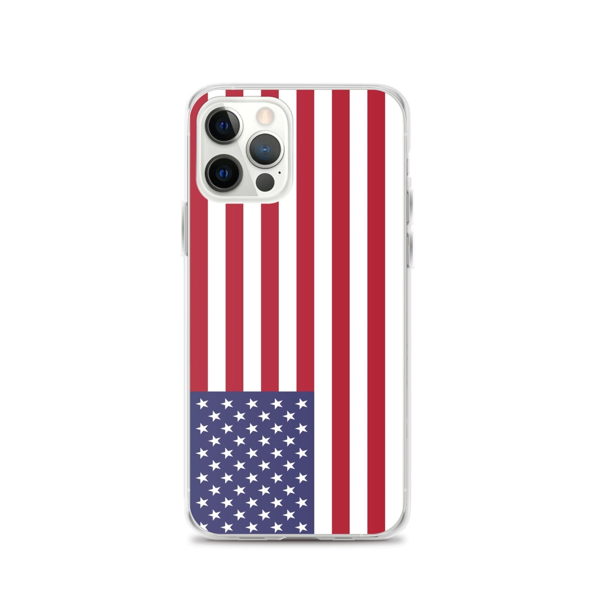 Coque de téléphone transparente avec le drapeau des îles mineures éloignées des États-Unis, offrant une protection pour iPhone.