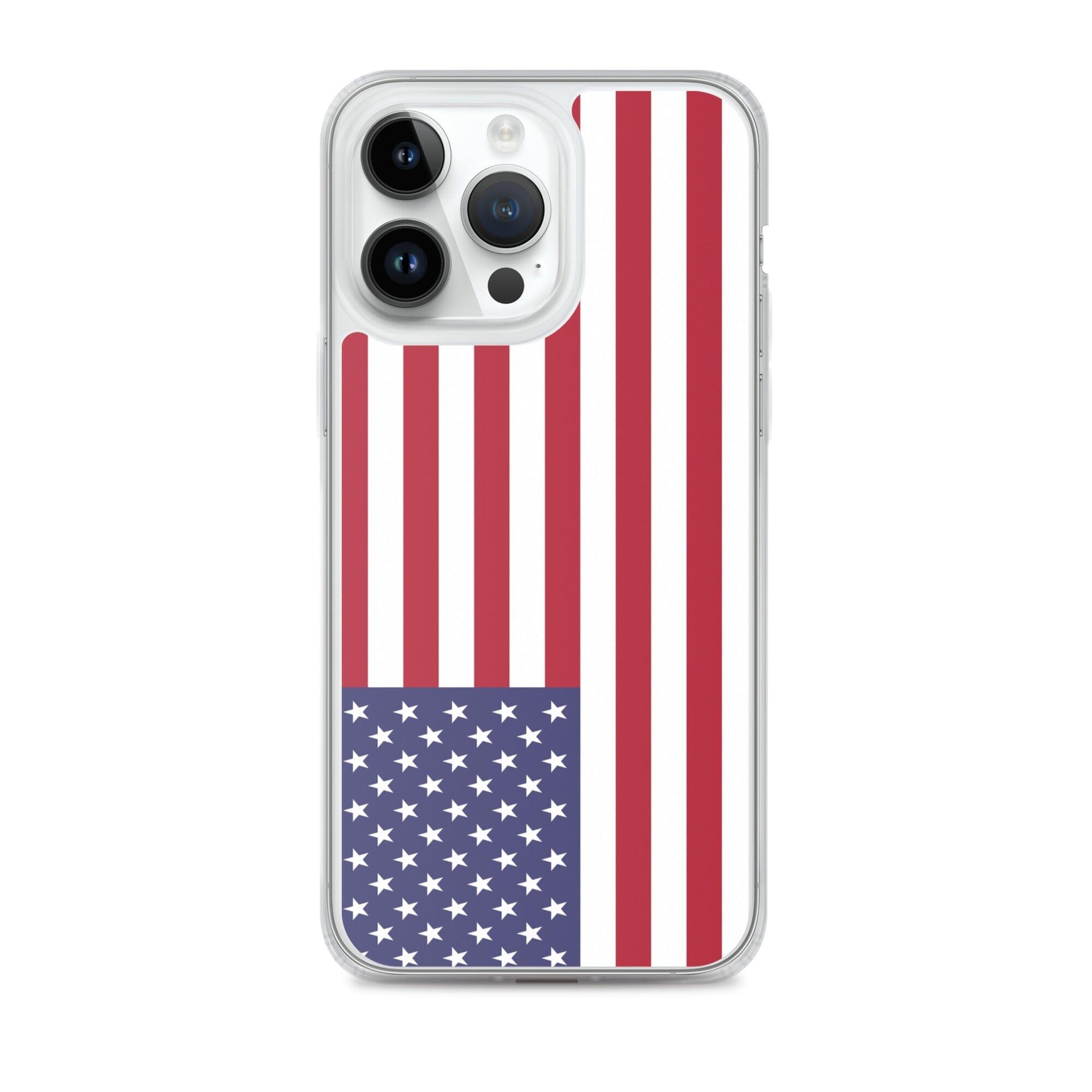 Coque de téléphone transparente avec le drapeau des îles mineures éloignées des États-Unis, offrant une protection pour iPhone.