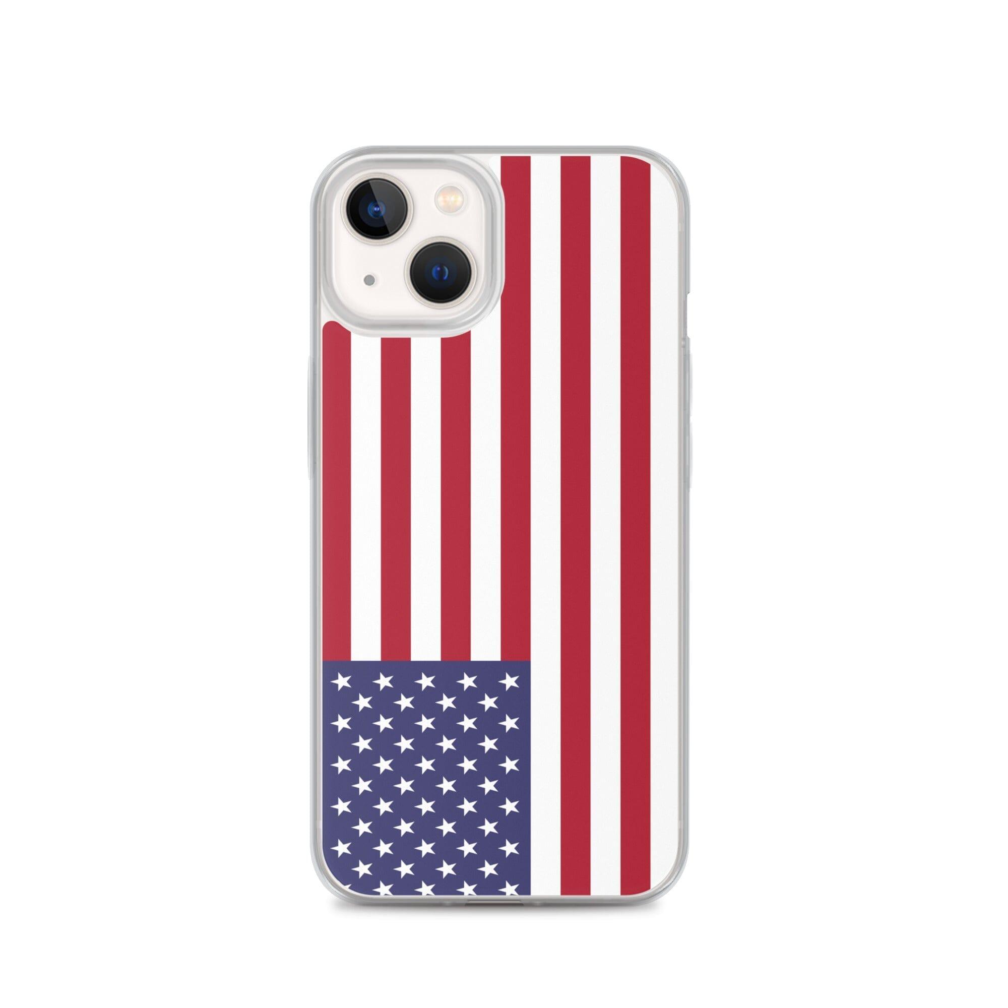 Coque de téléphone transparente avec le drapeau des îles mineures éloignées des États-Unis, offrant une protection pour iPhone.