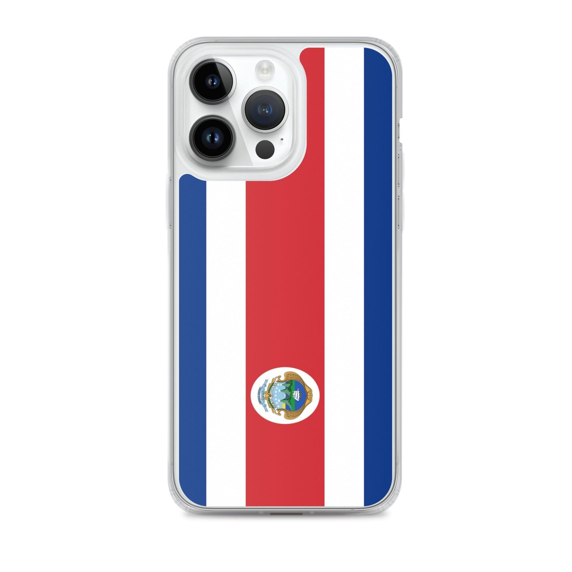 Coque de téléphone avec le drapeau du Costa Rica, en plastique transparent et TPU, pour iPhone.