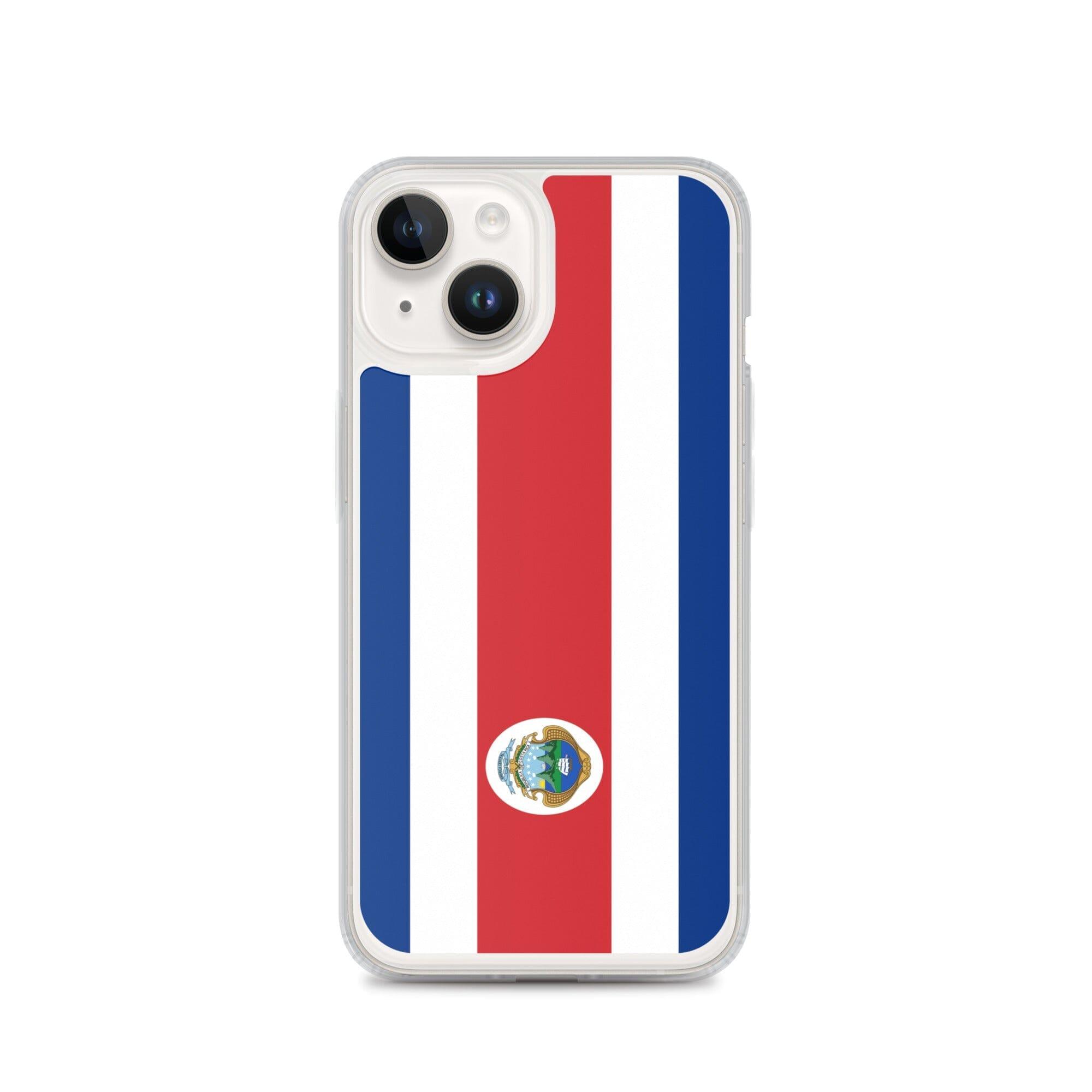 Coque de téléphone avec le drapeau du Costa Rica, en plastique transparent et TPU, pour iPhone.