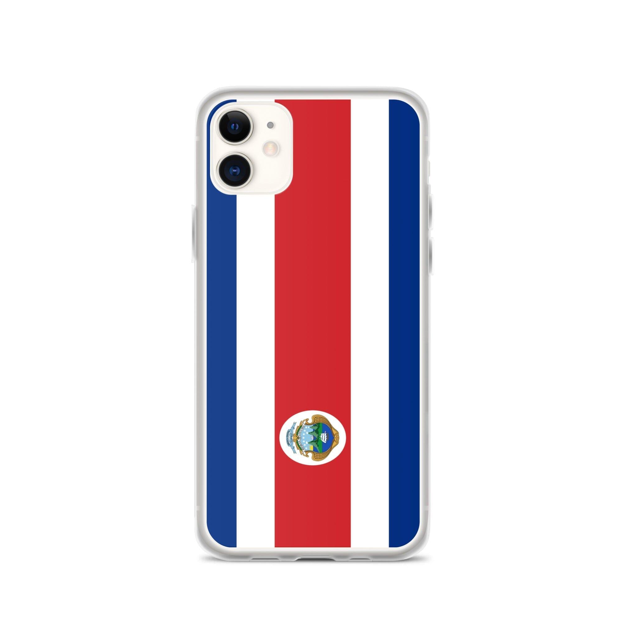 Coque de téléphone avec le drapeau du Costa Rica, en plastique transparent et TPU, pour iPhone.