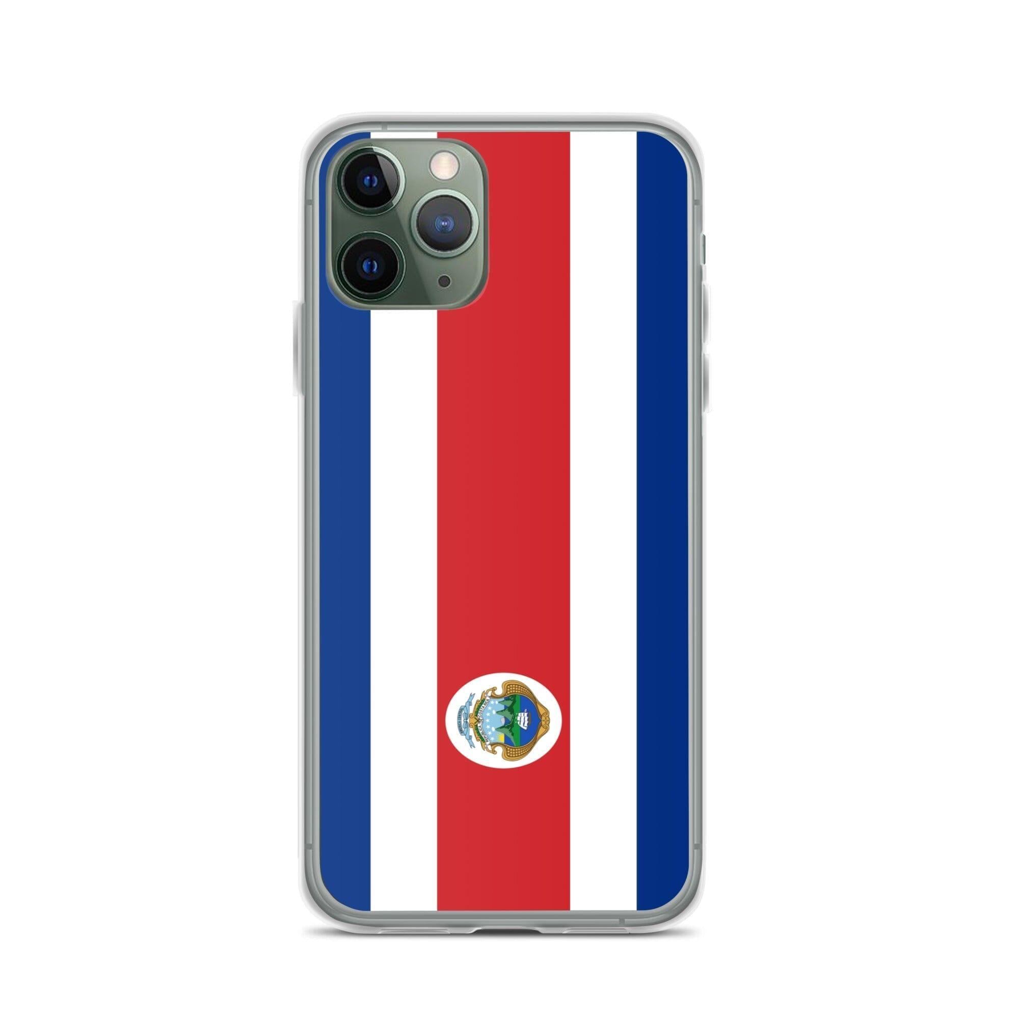 Coque de téléphone avec le drapeau du Costa Rica, en plastique transparent et TPU, pour iPhone.