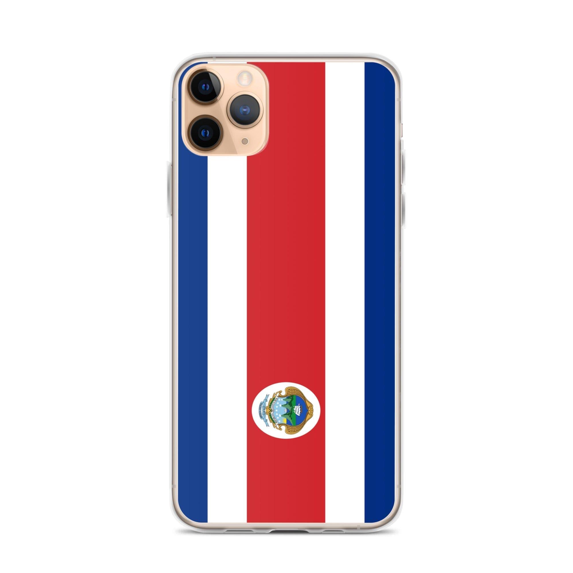 Coque de téléphone avec le drapeau du Costa Rica, en plastique transparent et TPU, pour iPhone.