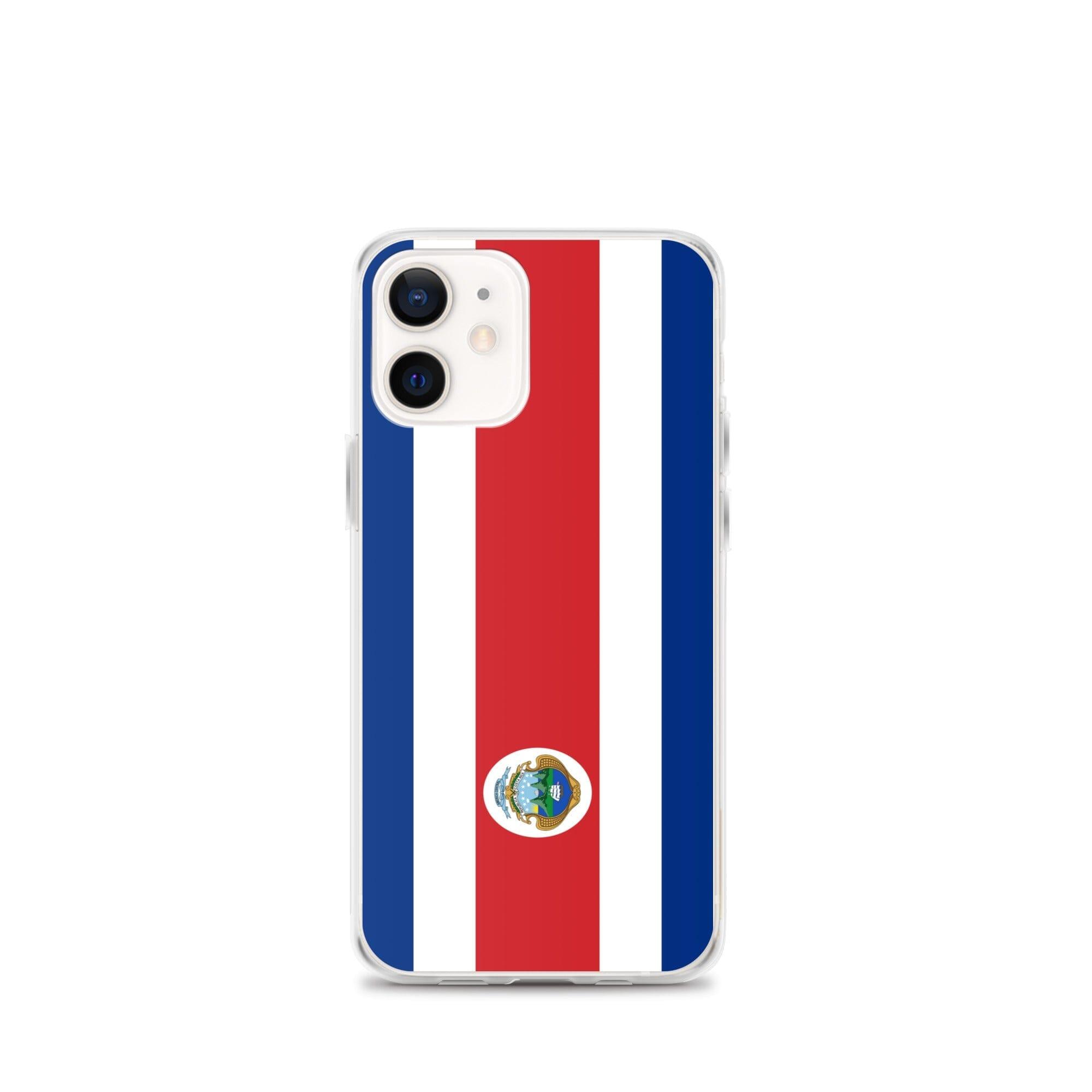 Coque de téléphone avec le drapeau du Costa Rica, en plastique transparent et TPU, pour iPhone.