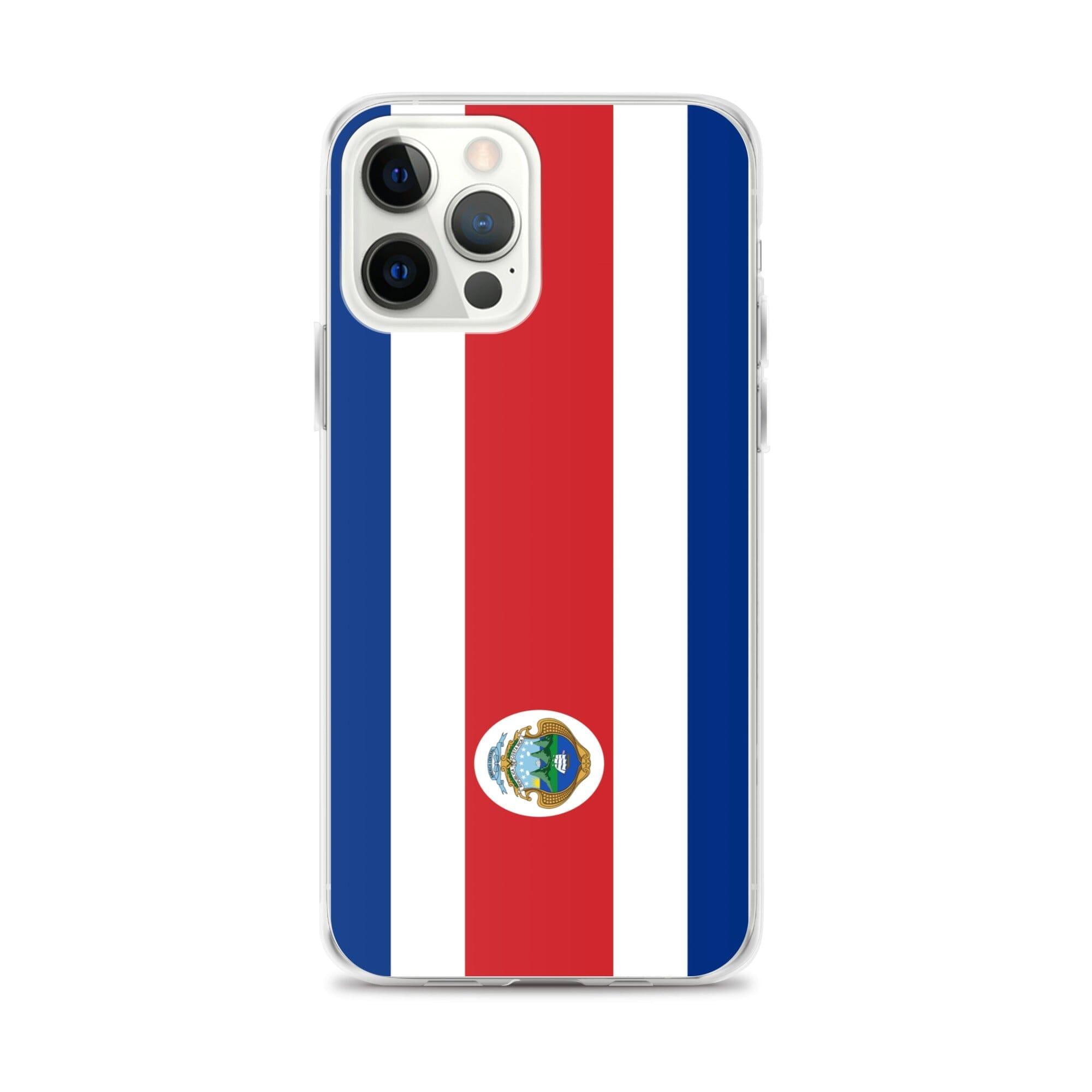 Coque de téléphone avec le drapeau du Costa Rica, en plastique transparent et TPU, pour iPhone.