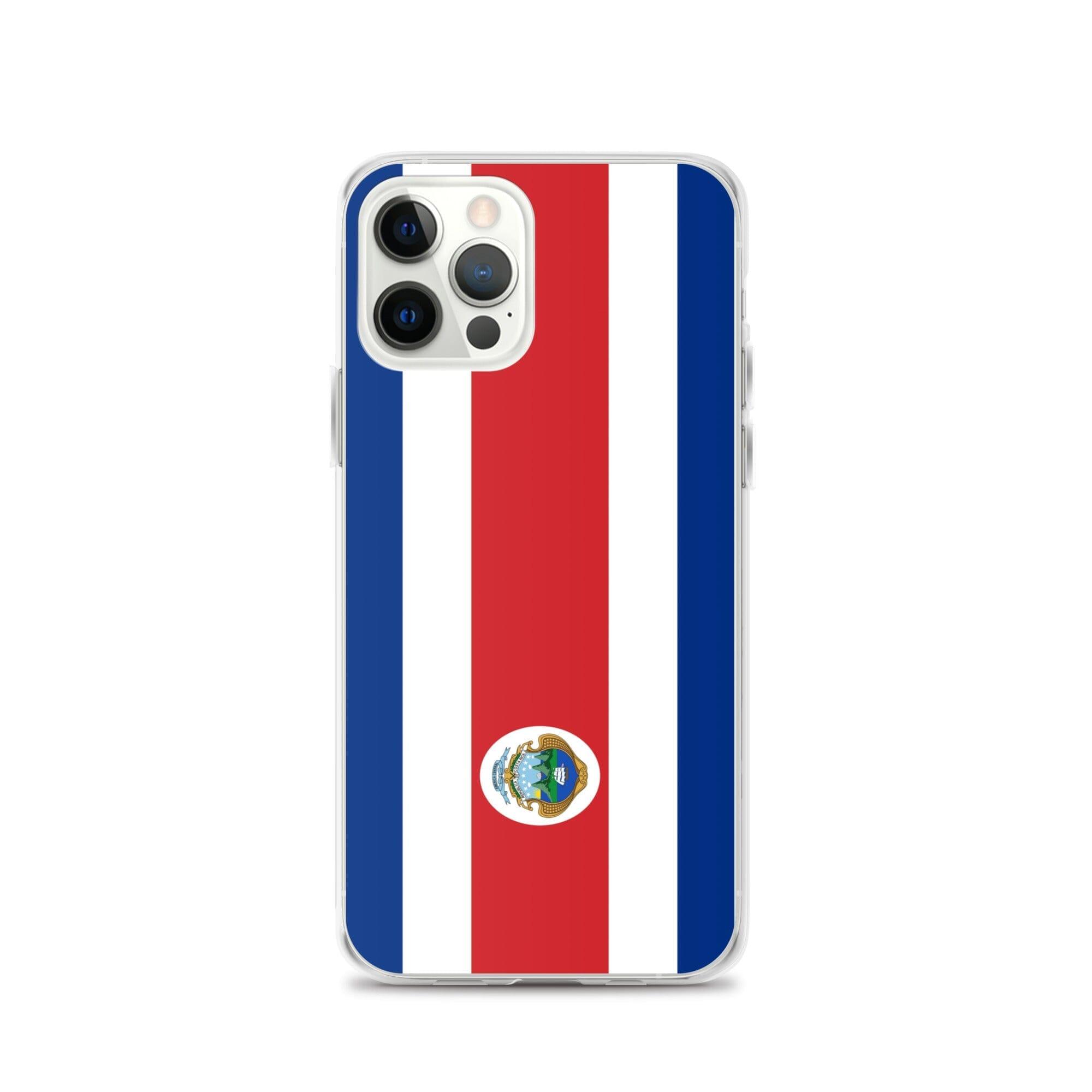 Coque de téléphone avec le drapeau du Costa Rica, en plastique transparent et TPU, pour iPhone.